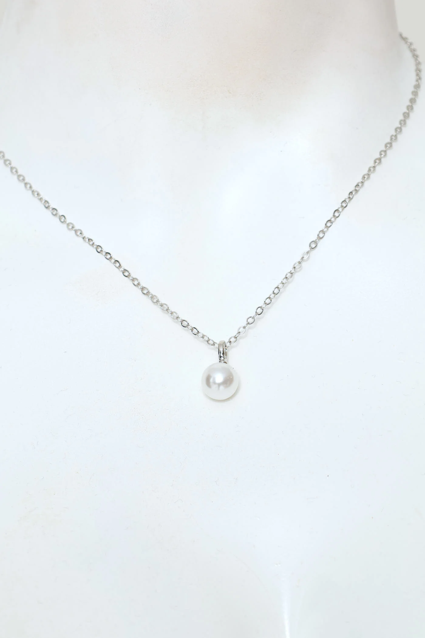 2 Pack Diamante Pearl Bead Stud & Pendant Set - Silver - Image 4