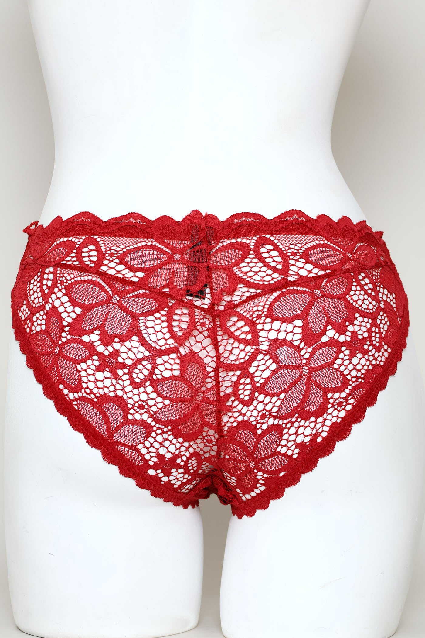 2 Pack Floral Lace Brazilian Panties - Sand/Burgundy - Image 2