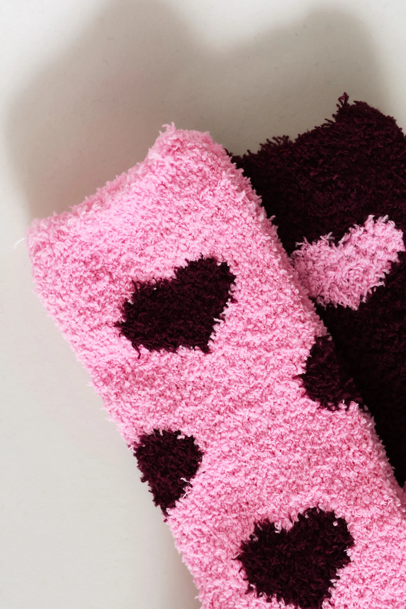 2 Pack Hearts Cosy Socks - Burgundy/Pink - Image 3