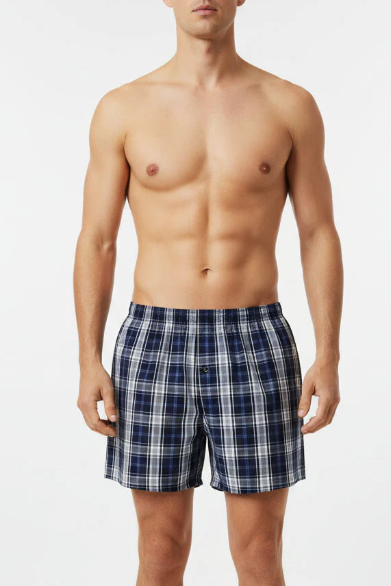 3 Pack Check & Stripe Poly Woven Boxers - Multi - Image 2