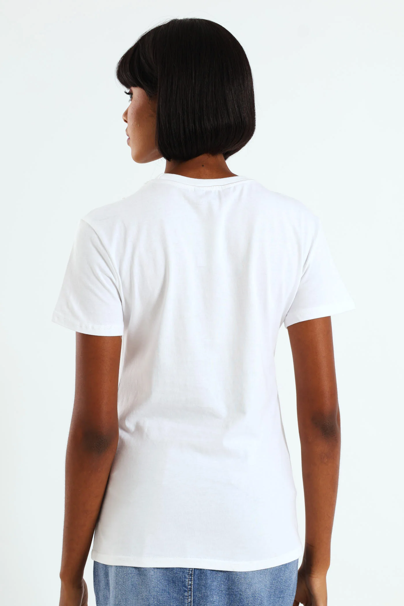 3D Flower Applique Oversized Tee - White - Image 4