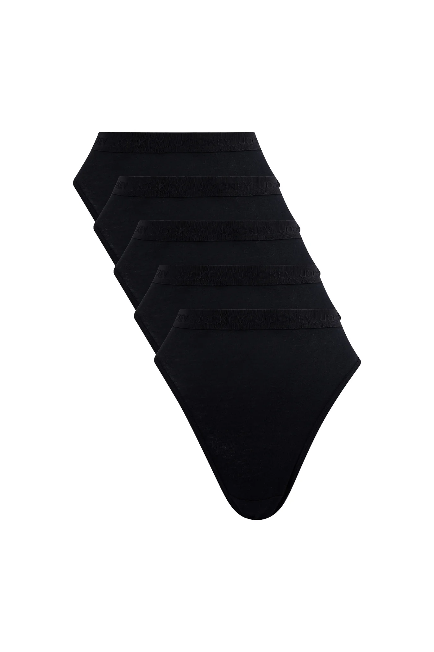5 Pack Cotton Hi-Cut Tonal Panties - Black