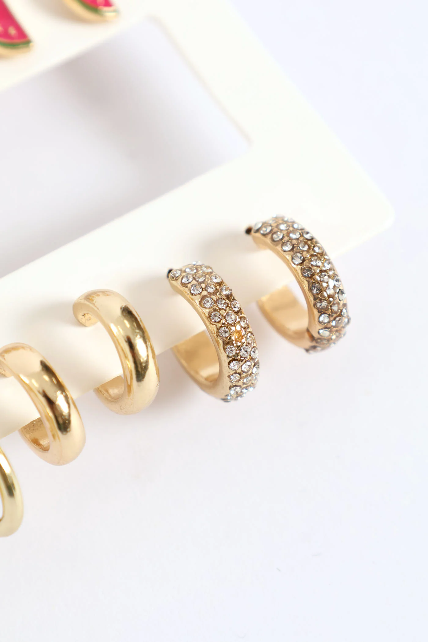 6 Pack Tropical Fruit & Hoop Earrings - Gold - Image 3