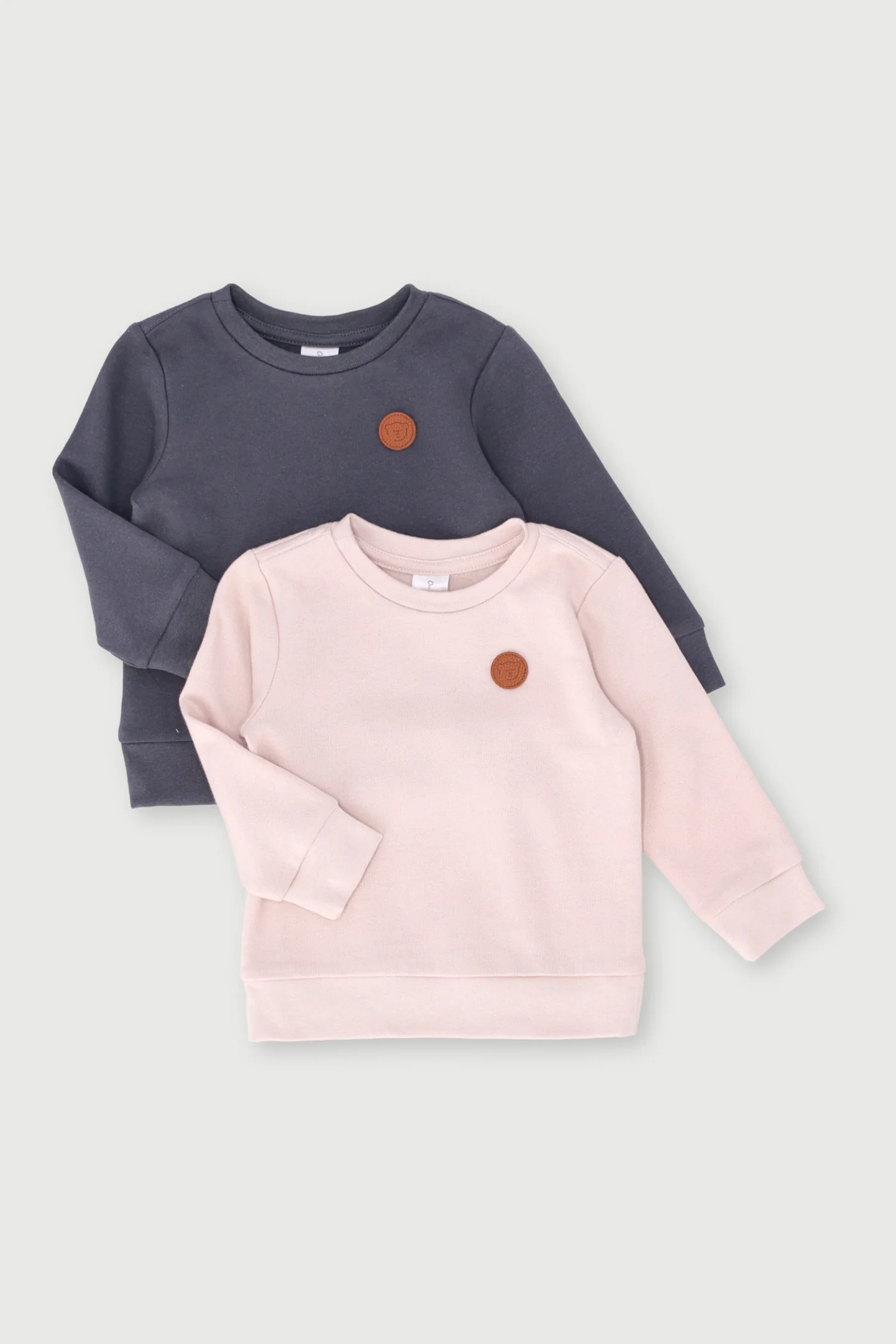 Baby Boys 2 Pack Bear  Badge Sweat Top - Charcoal
