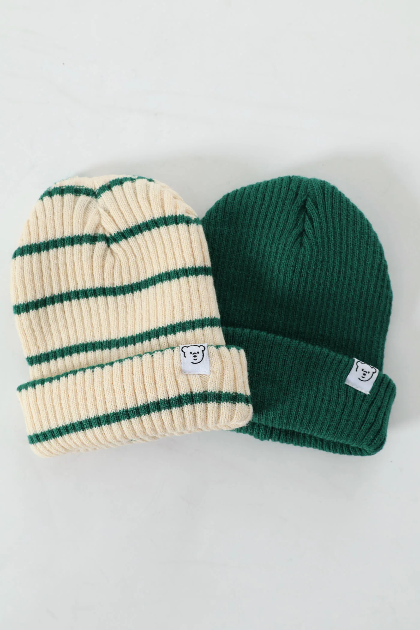 Baby Boys 2 Pack Stripe & Plain Beanie