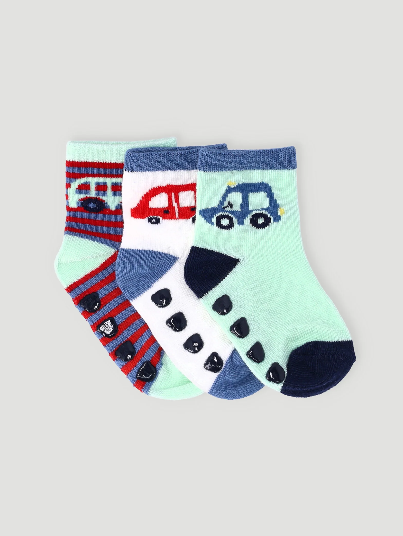 Baby Boys 3 Pack Cars Cotton Socks - Cream