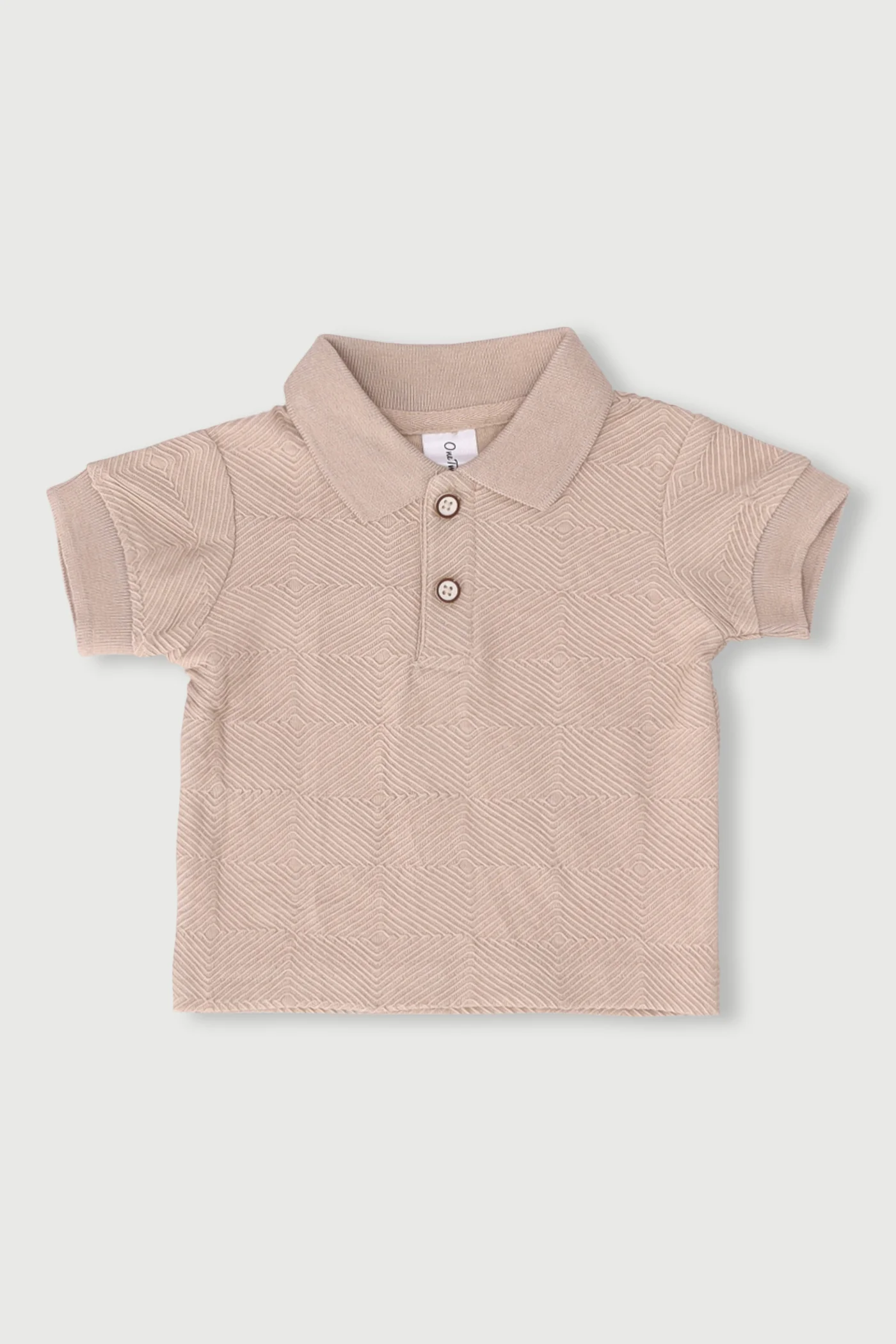 Baby Boys Textured Golfer Tee - Stone