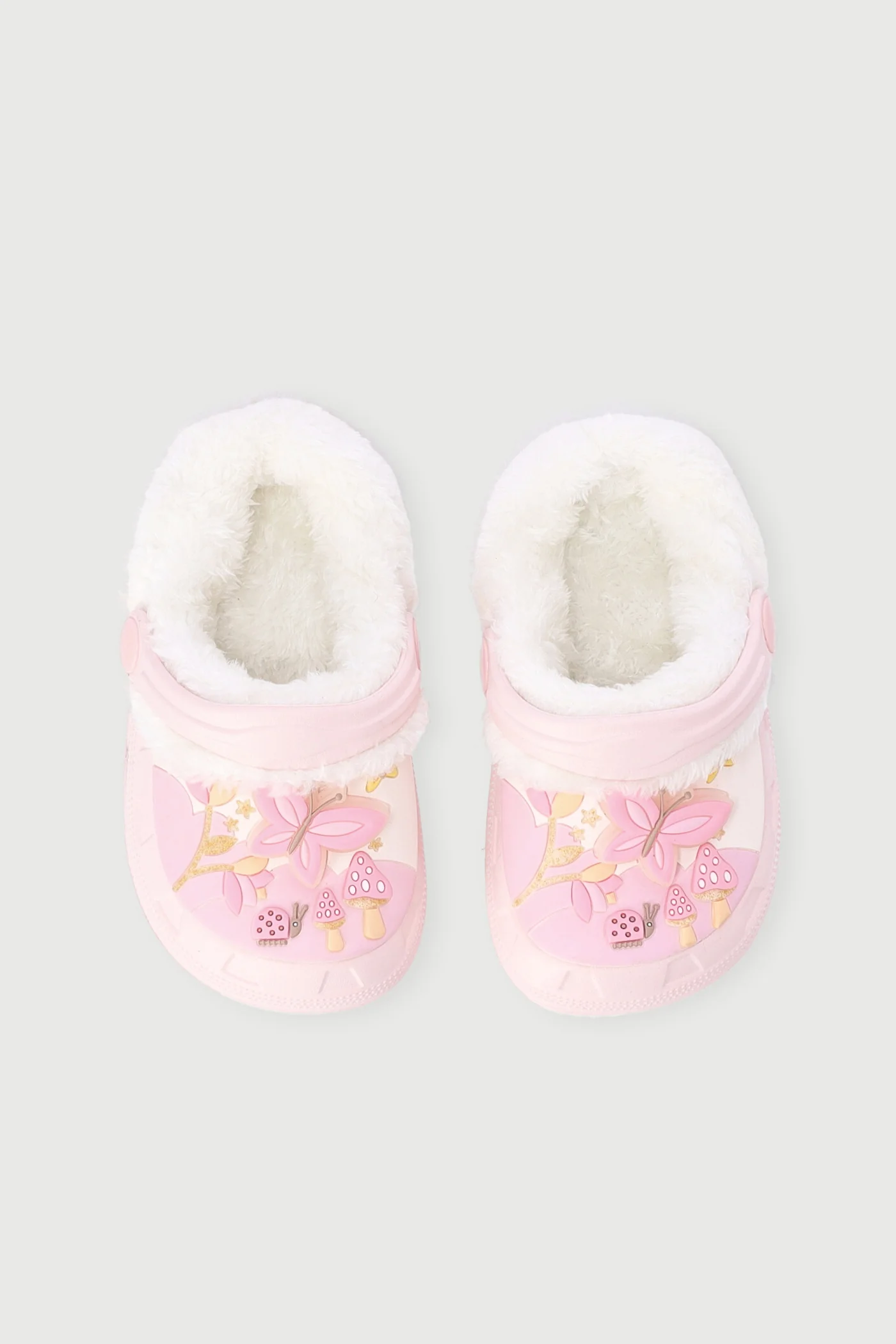 Baby Girls Butterfly Furlined Clog - Light Pink - Image 4