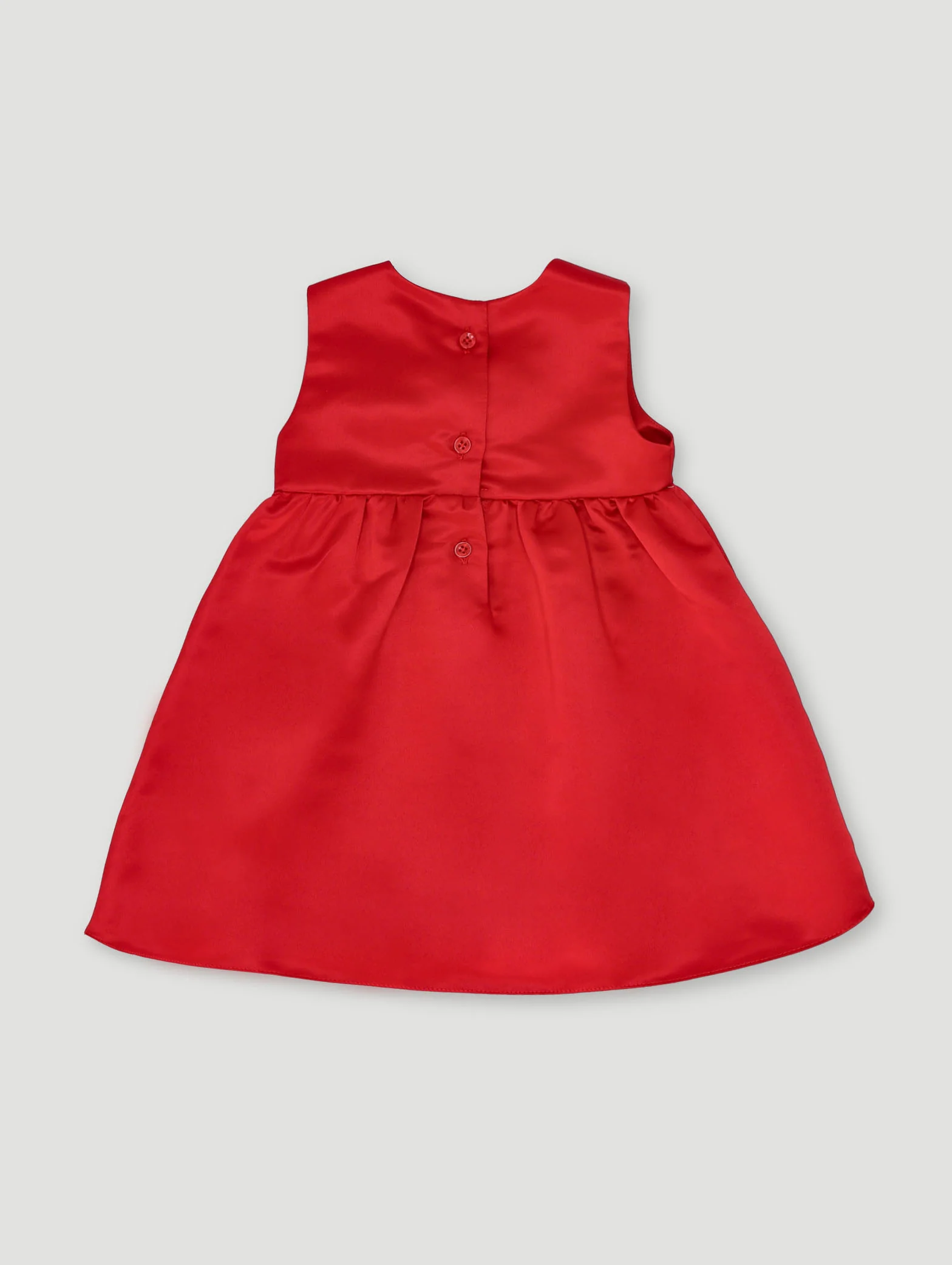 Baby Girls Smart Satin Bow Dress - Red - Image 2