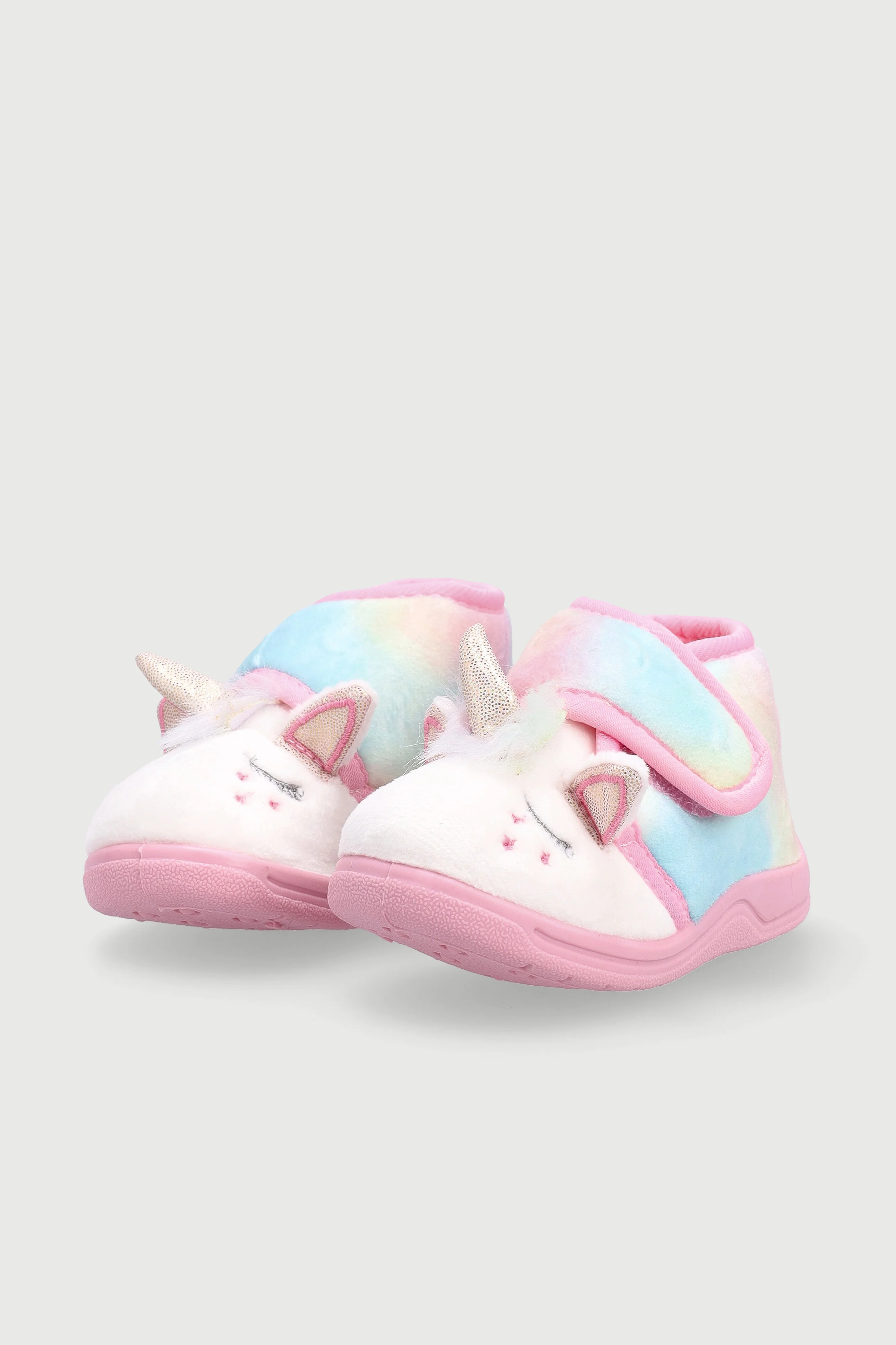 Baby Girls Unicorn Velcro Slipper - Light Pink - Image 3