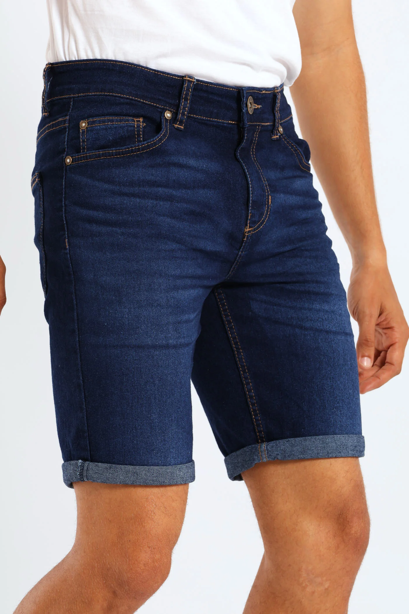 Basic Denim Shorts - Mid Wash - Image 3