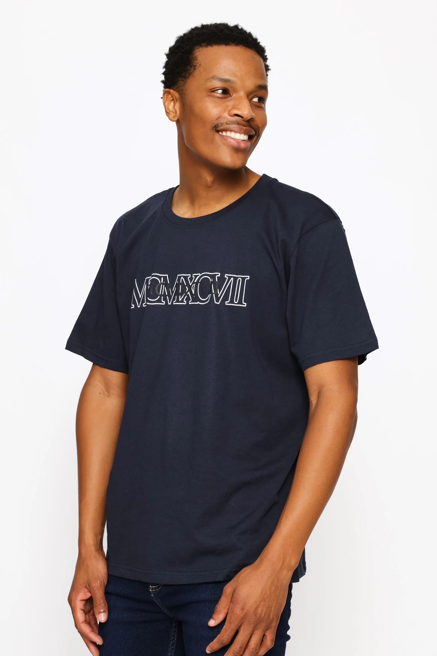 Basic Print Tee - Navy - Image 3