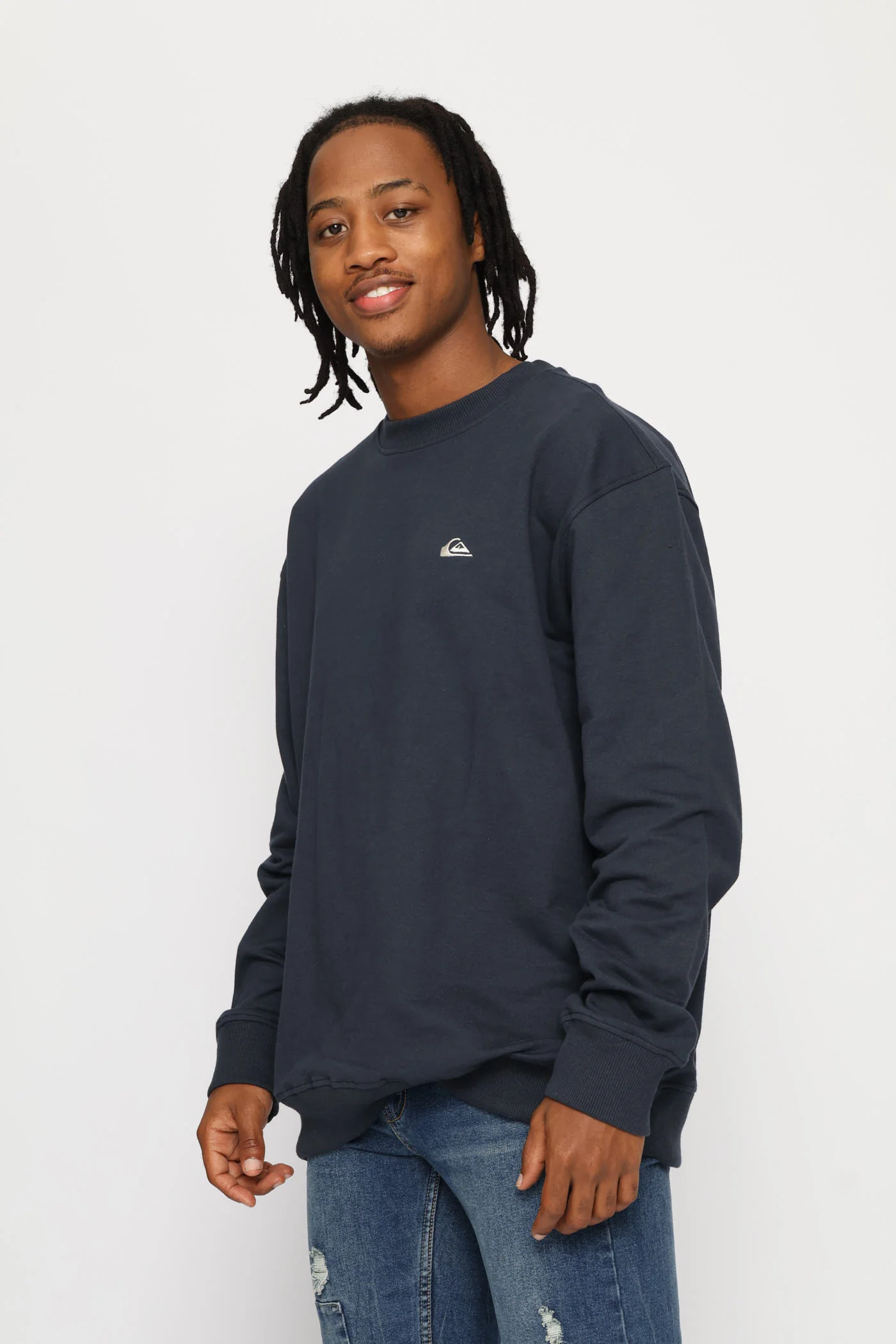 Basic Young Men Crew Top - Navy