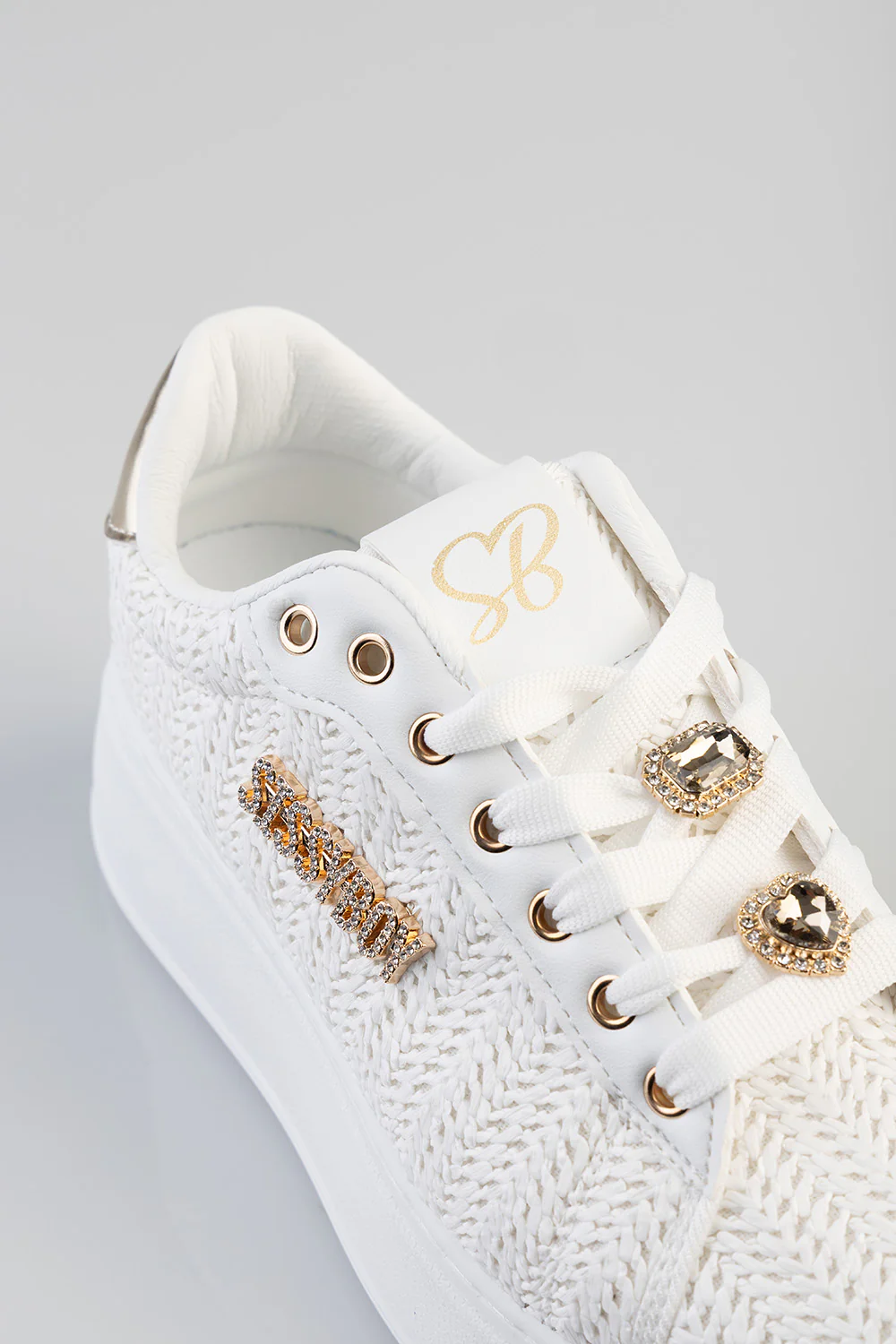 Beachy Woven Platform Sneaker With Shoelace Charms - White - Image 2