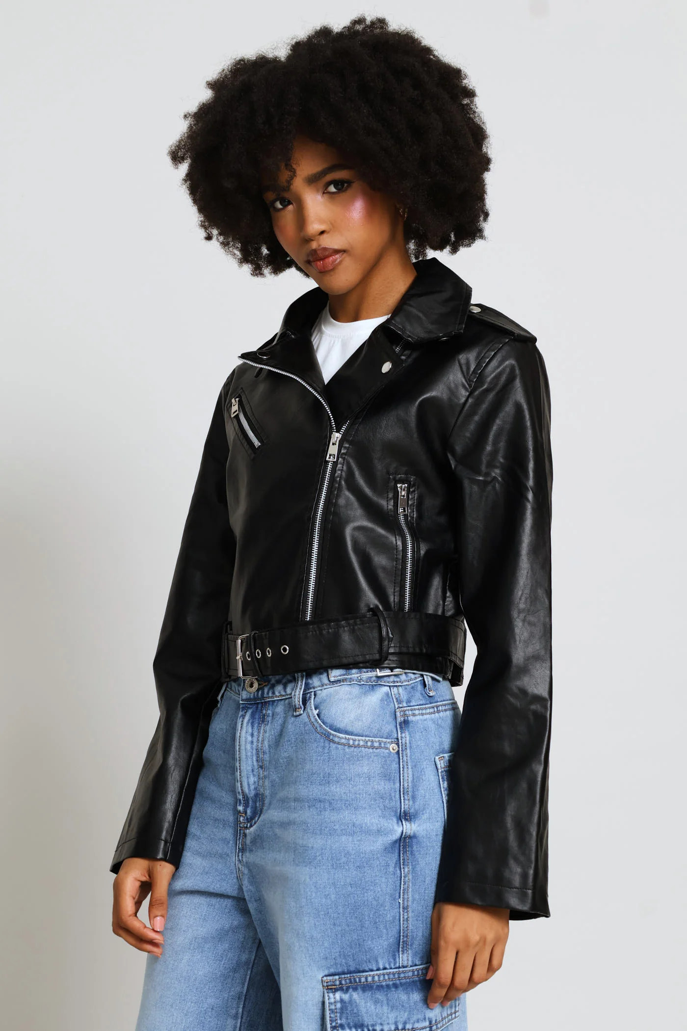 Biker Jacket - Black - Image 6
