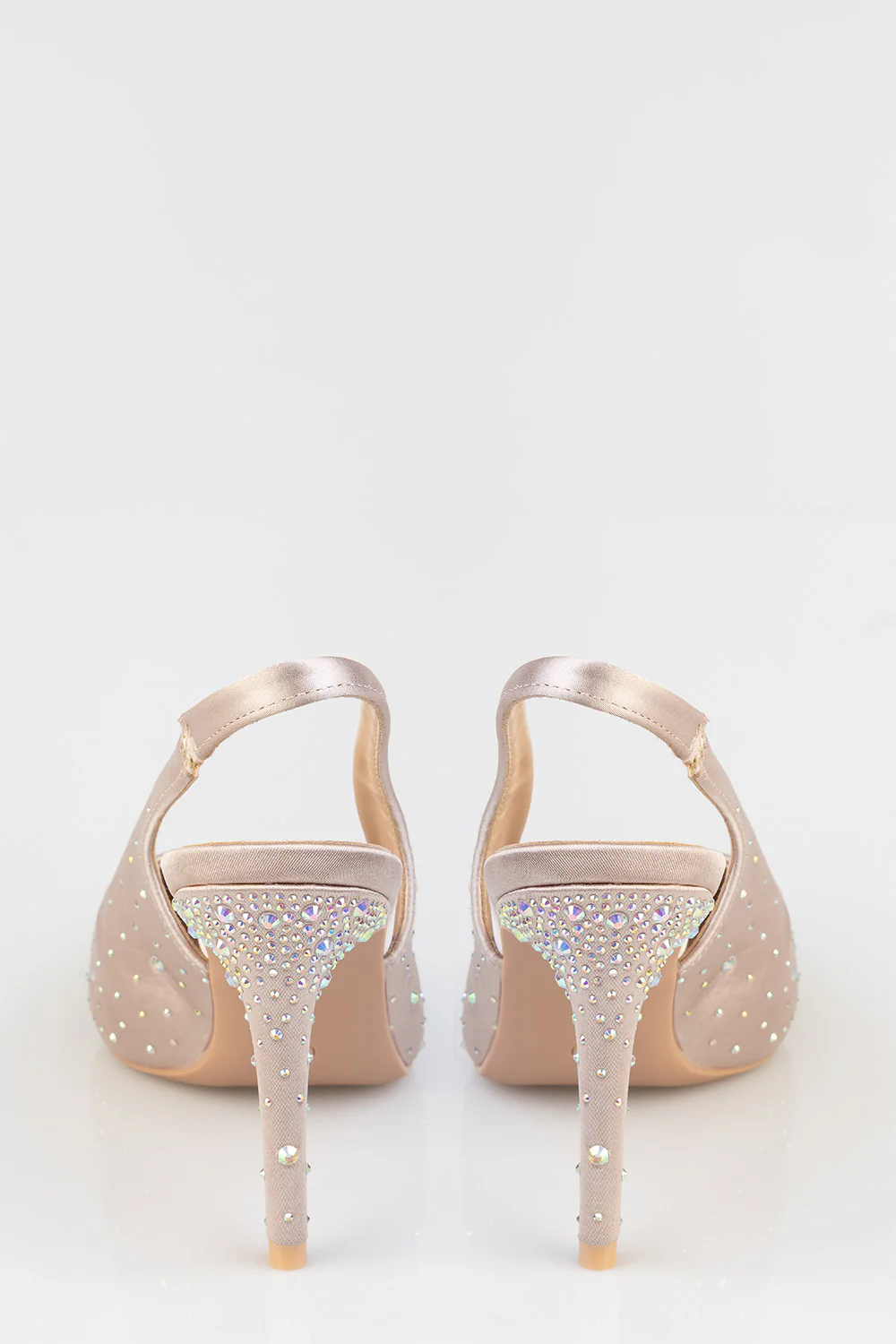 Bling Detail Pointy Slingback Heel - Nude - Image 4