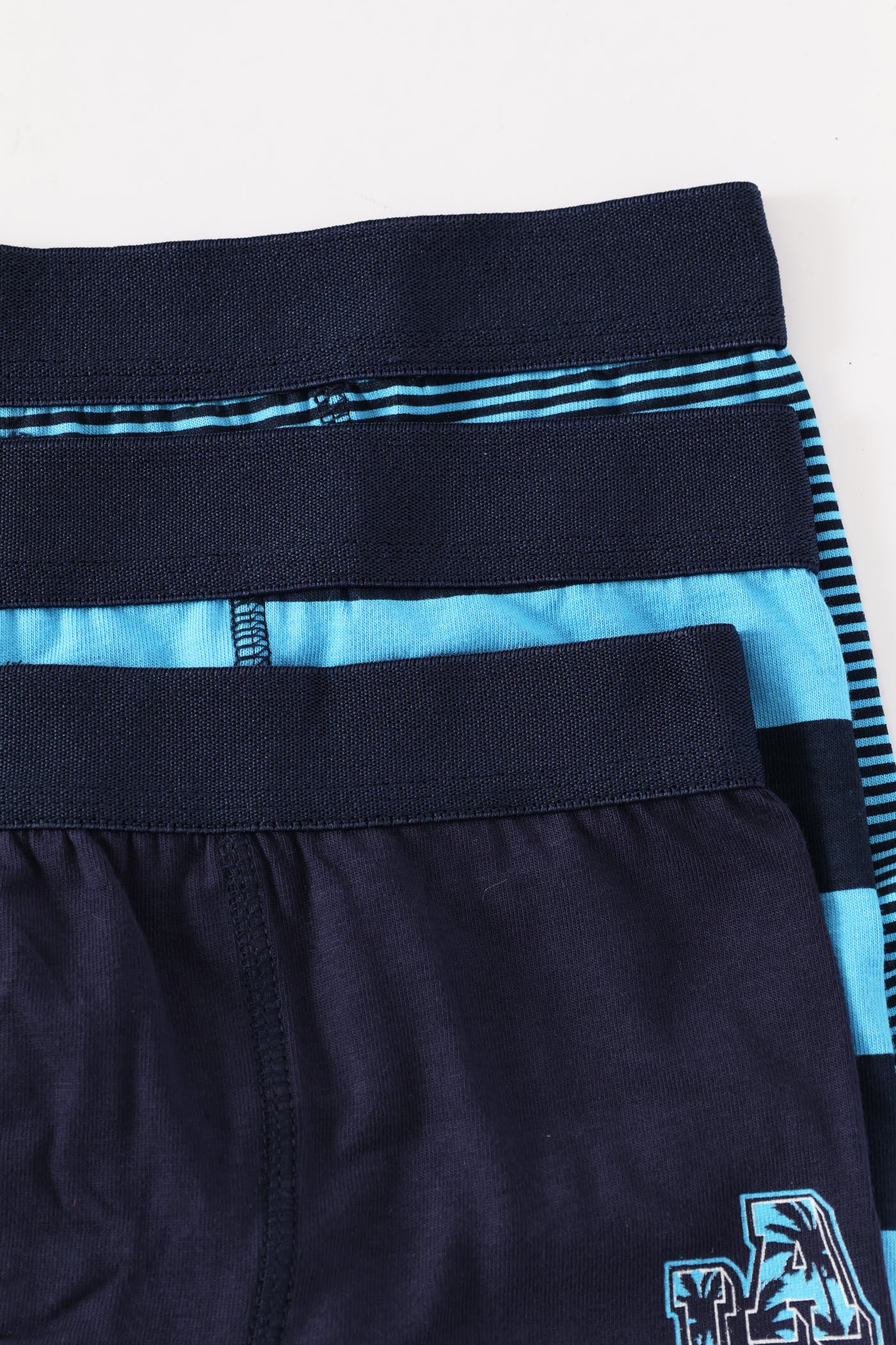 Boys 3 Pack Printed Stripe Boxers - Navy/Blue - Image 2