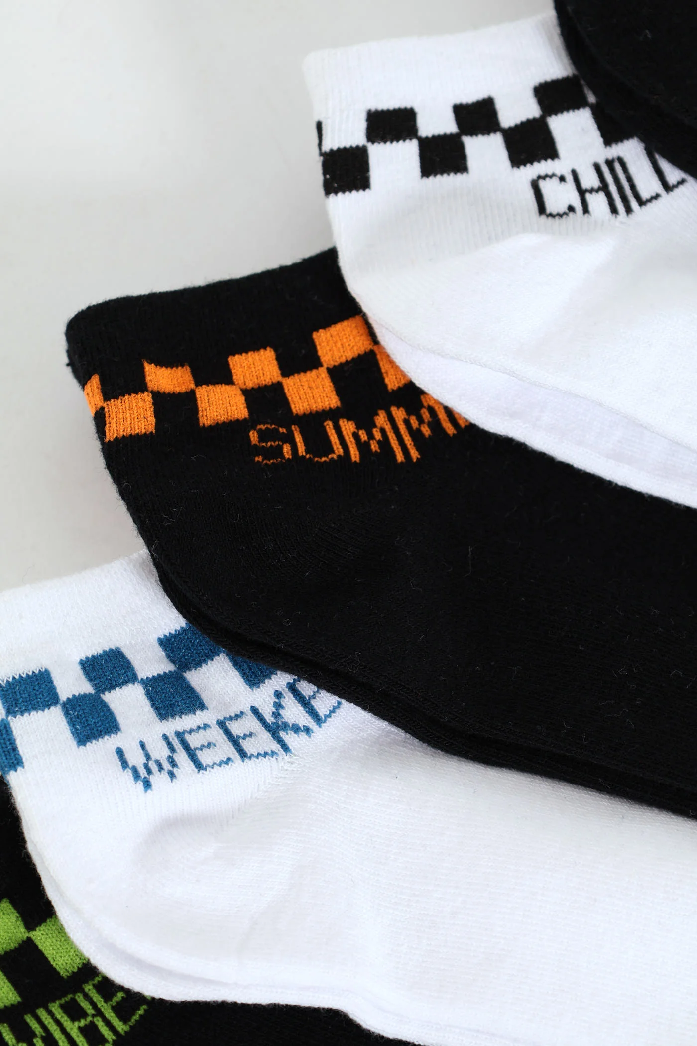 Boys 5 Pack Slogan Low Cut Socks - Black - Image 3