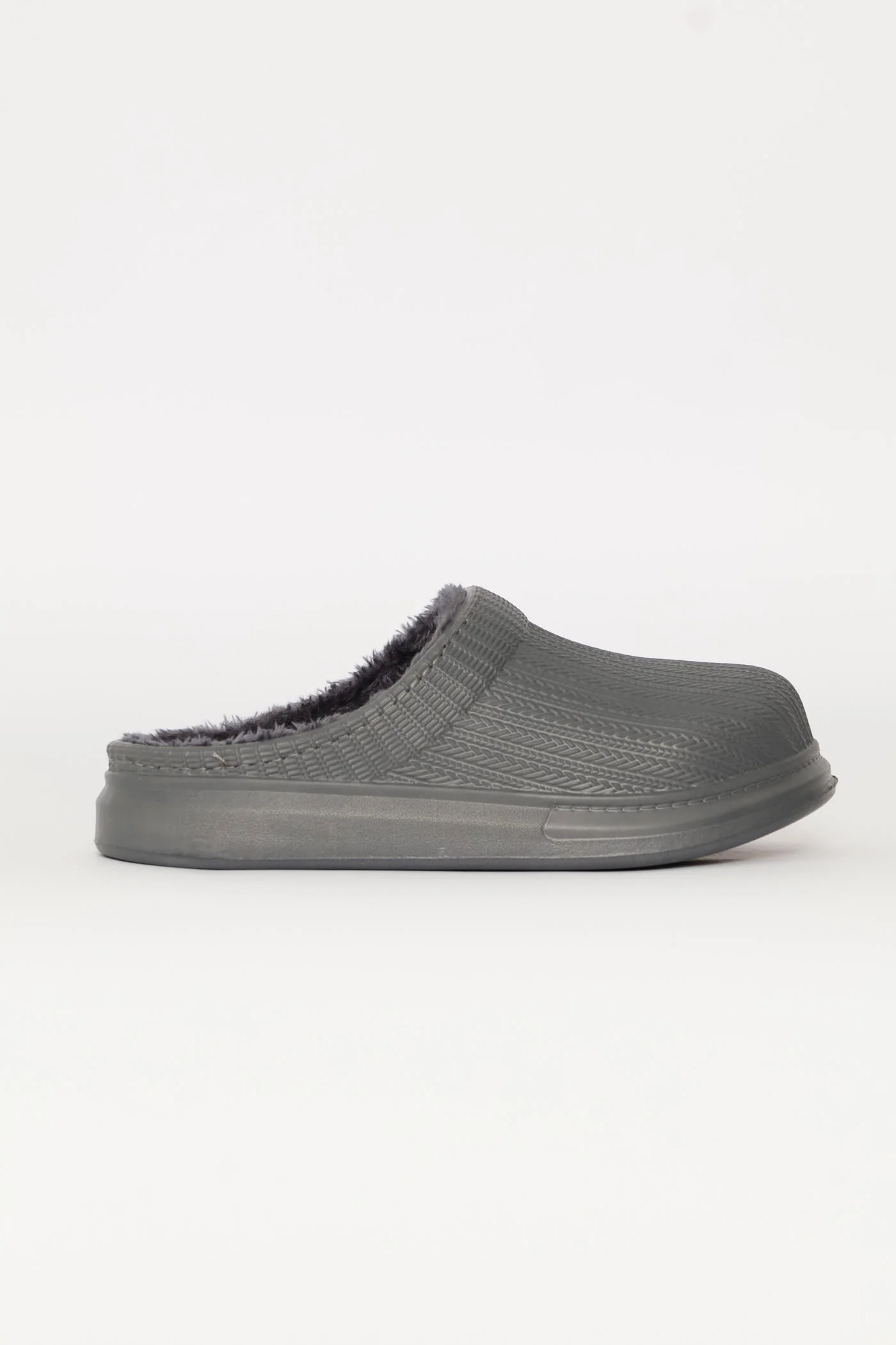 Boys Fur Lined Moulded Slipper - Charcoal - Image 2