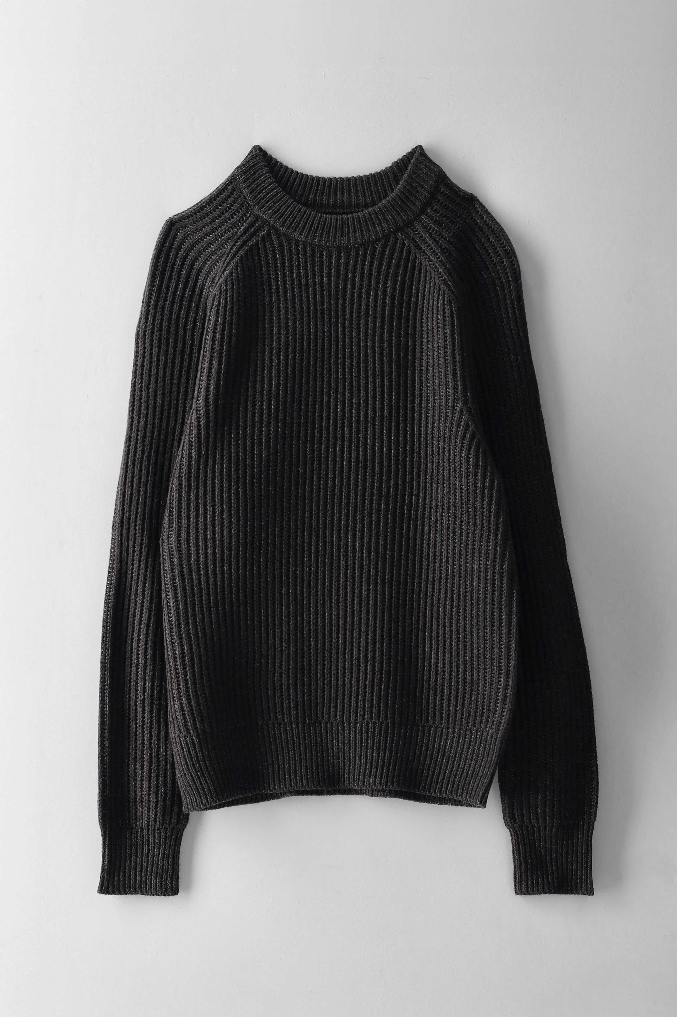 Boys Rib Knit Crew Neck Knitwear - Charcoal