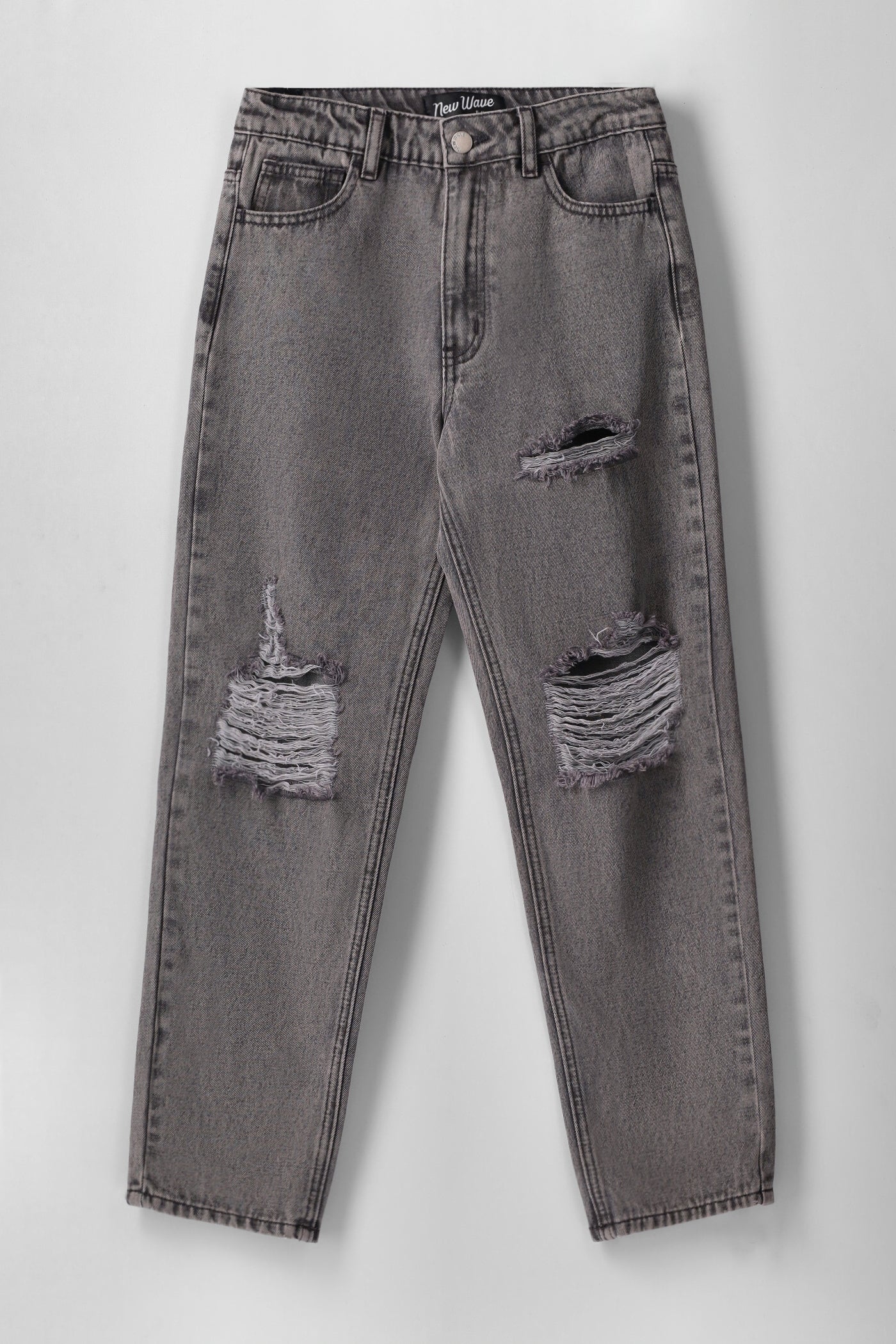 Boys Ripped Straight Leg Jean - Grey Wash