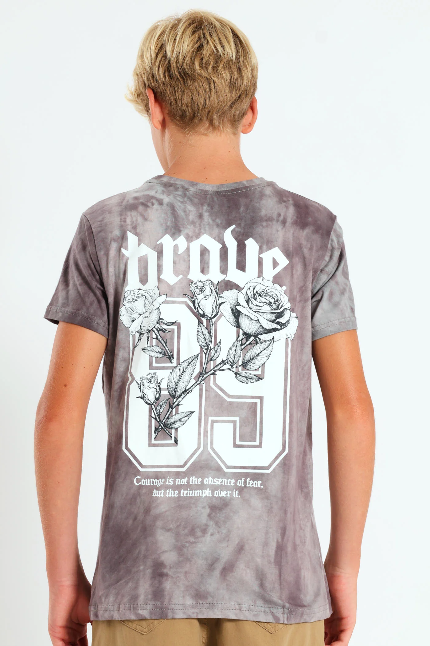Boys Spectre Dye Brave Front & Back Tee - Grey - Image 2