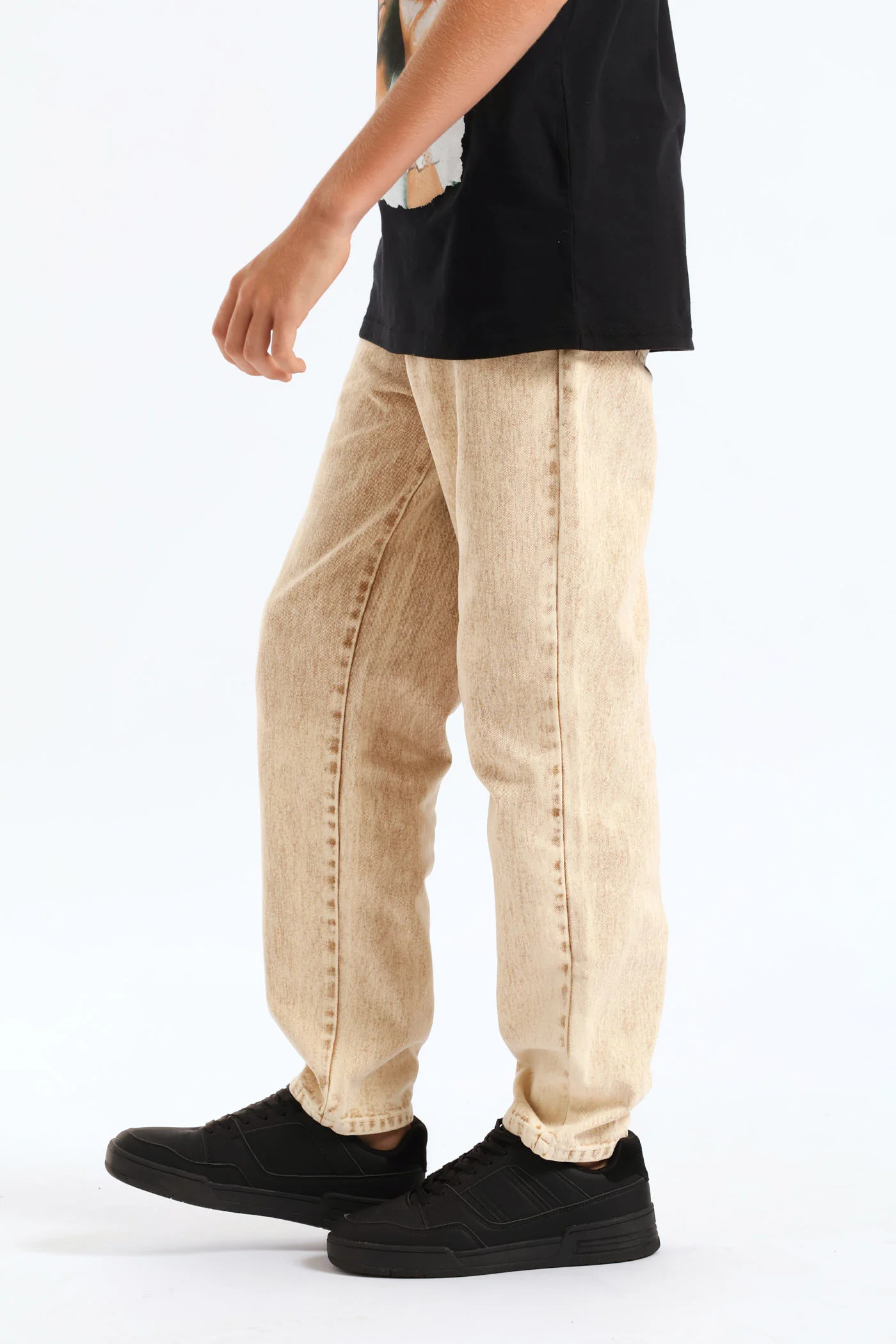 Boys Washed Bull Denim Loose Pant - Stone - Image 4