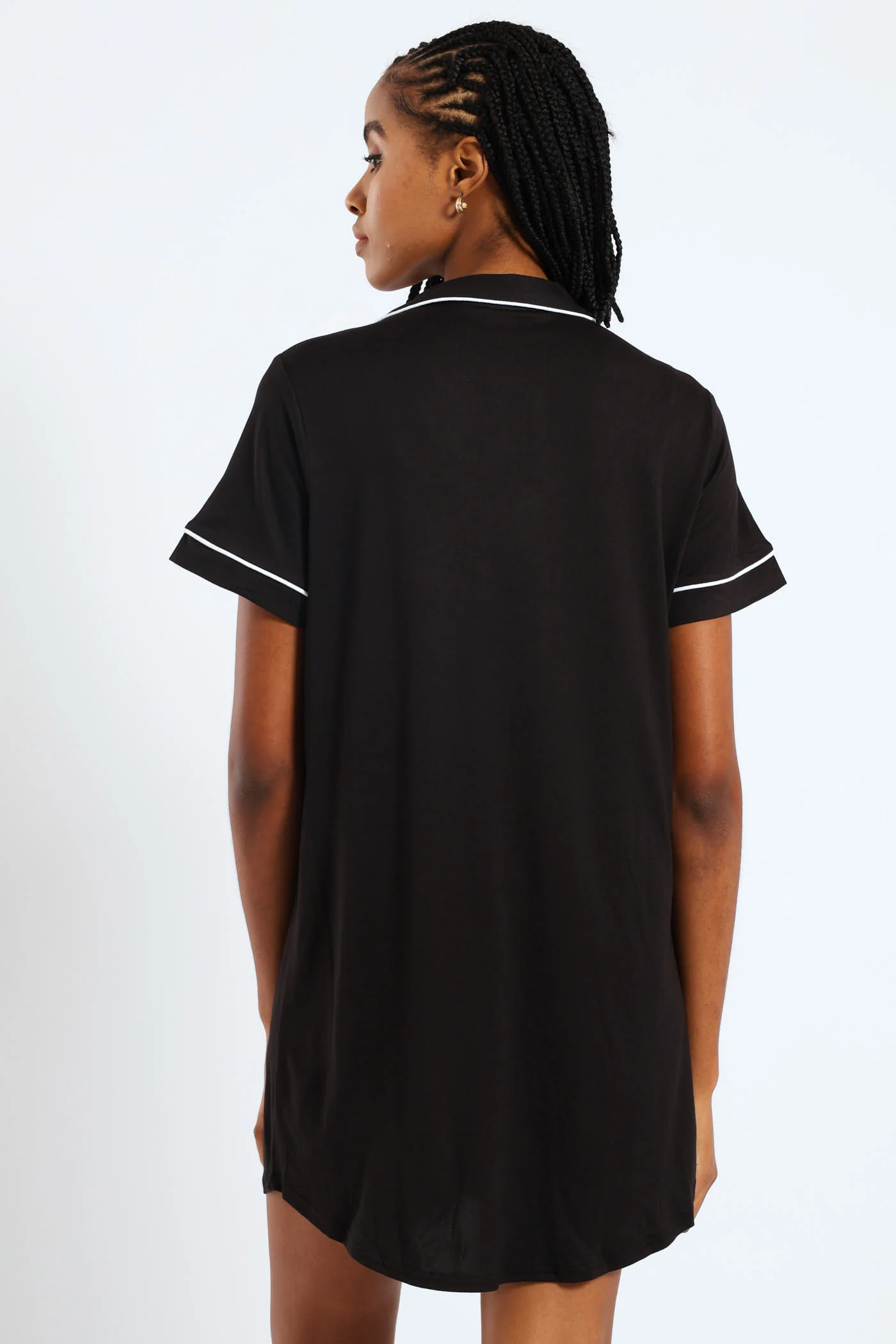 Button Through Sleepshirt - Black - Image 4