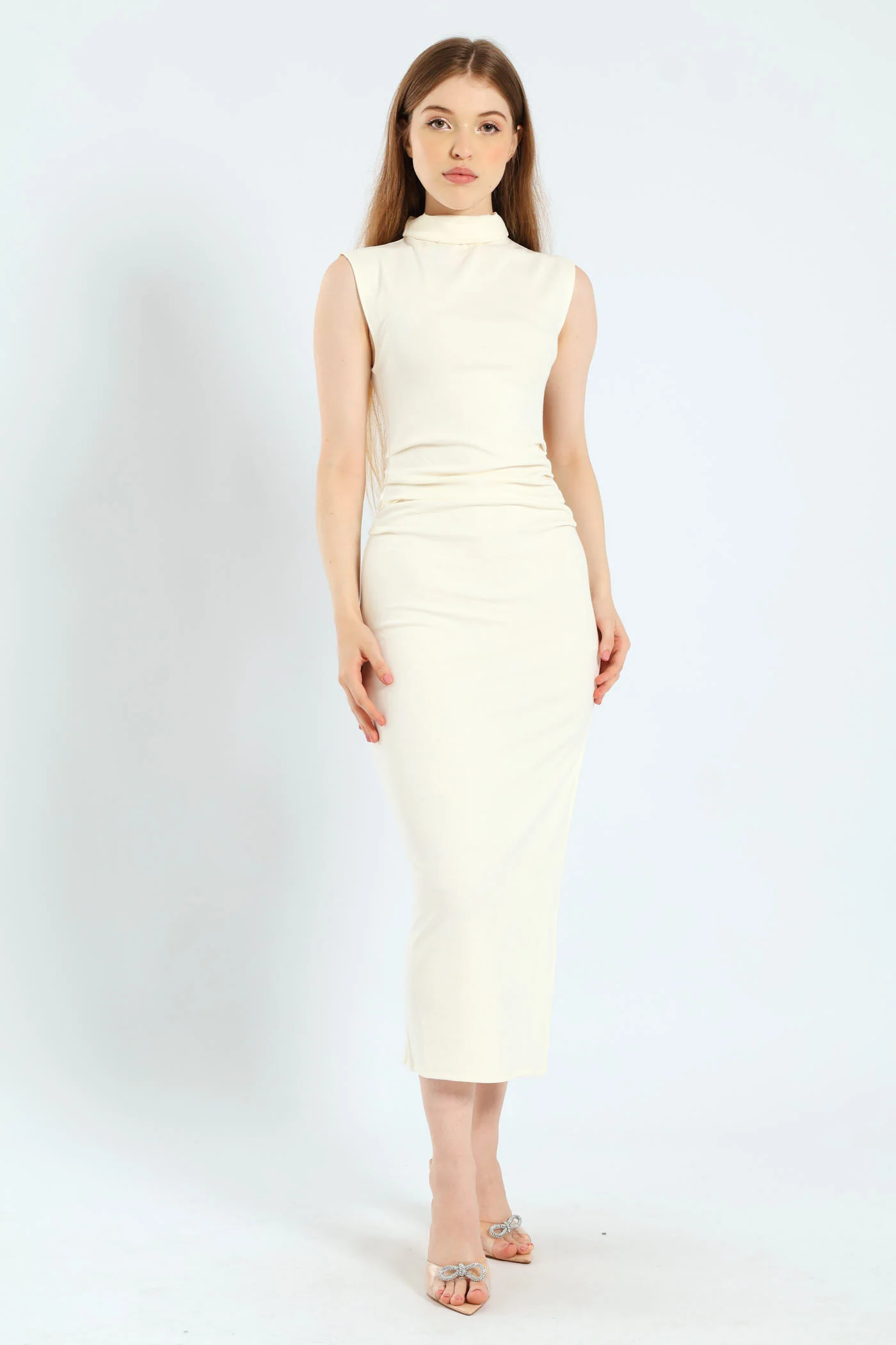 Cap Sleeve Natural Waist Dress - Vanilla