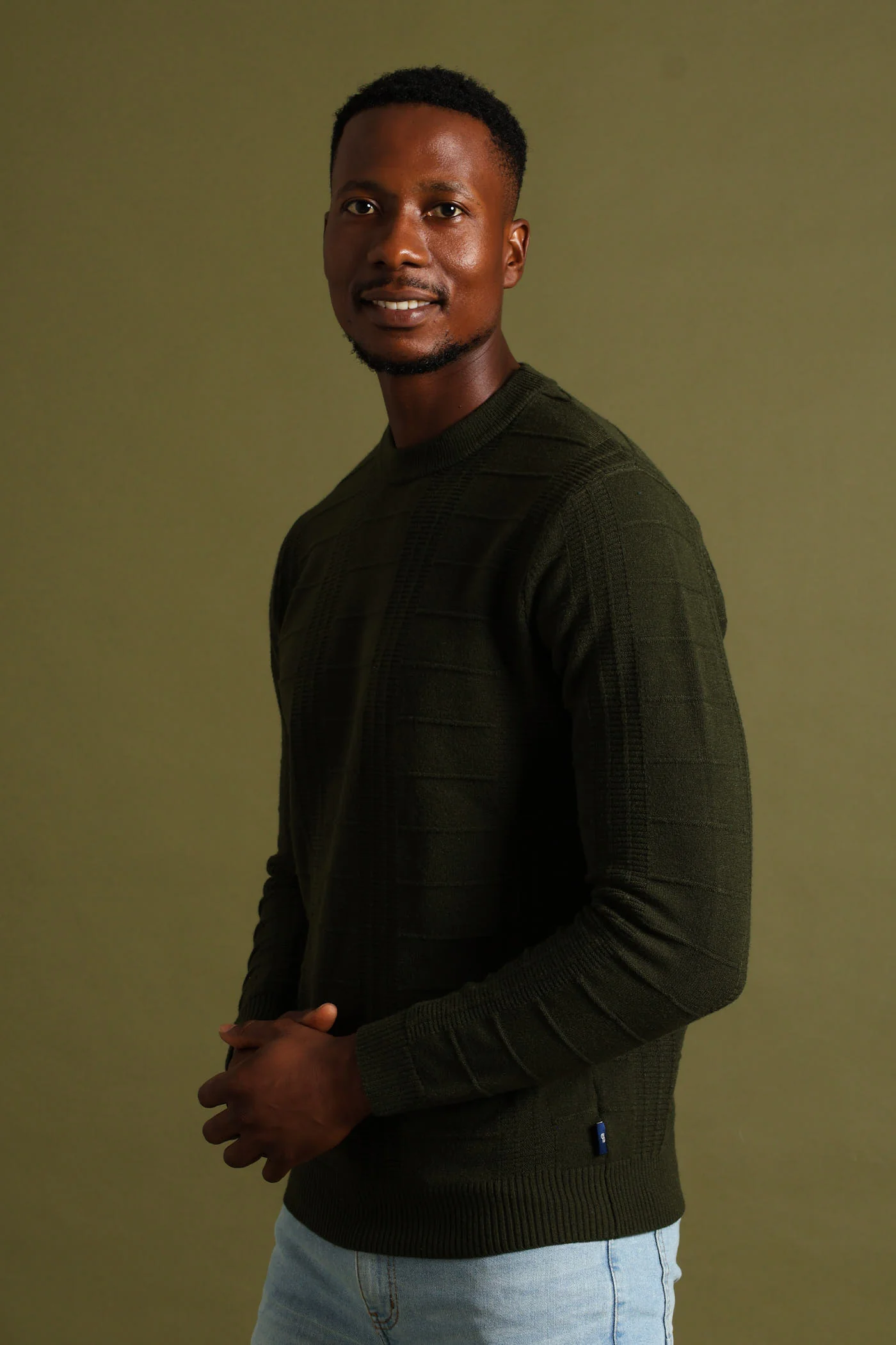 Check Jacquard Crew Knitwear - Fatigue - Image 4