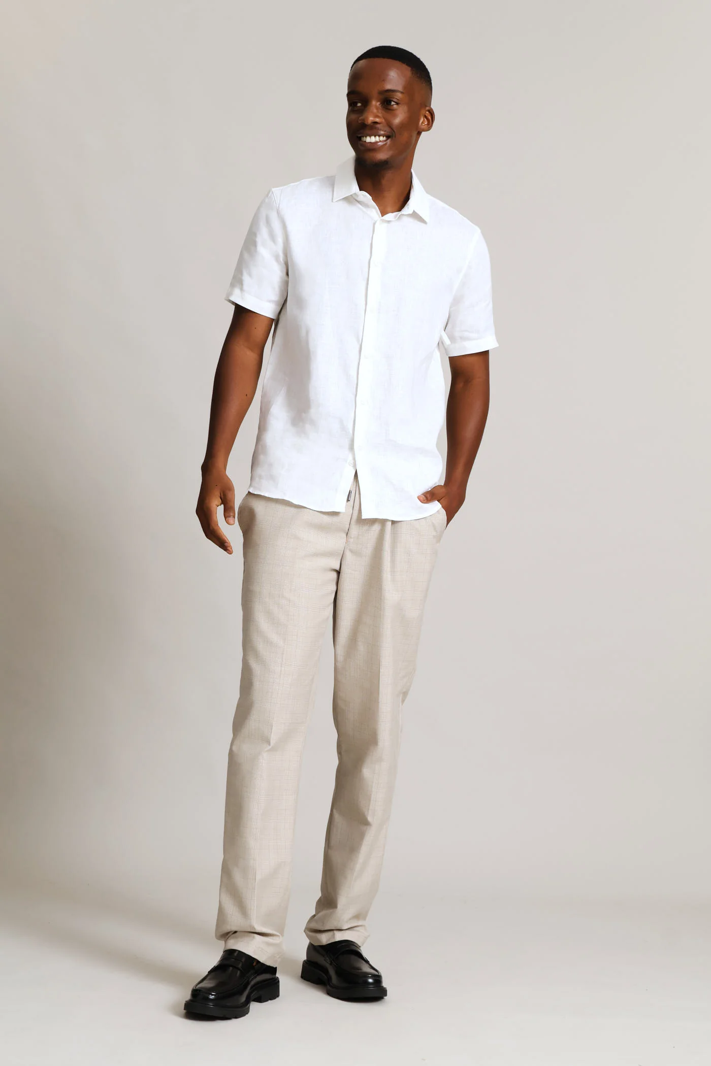 Check Pull On Trouser - Brown