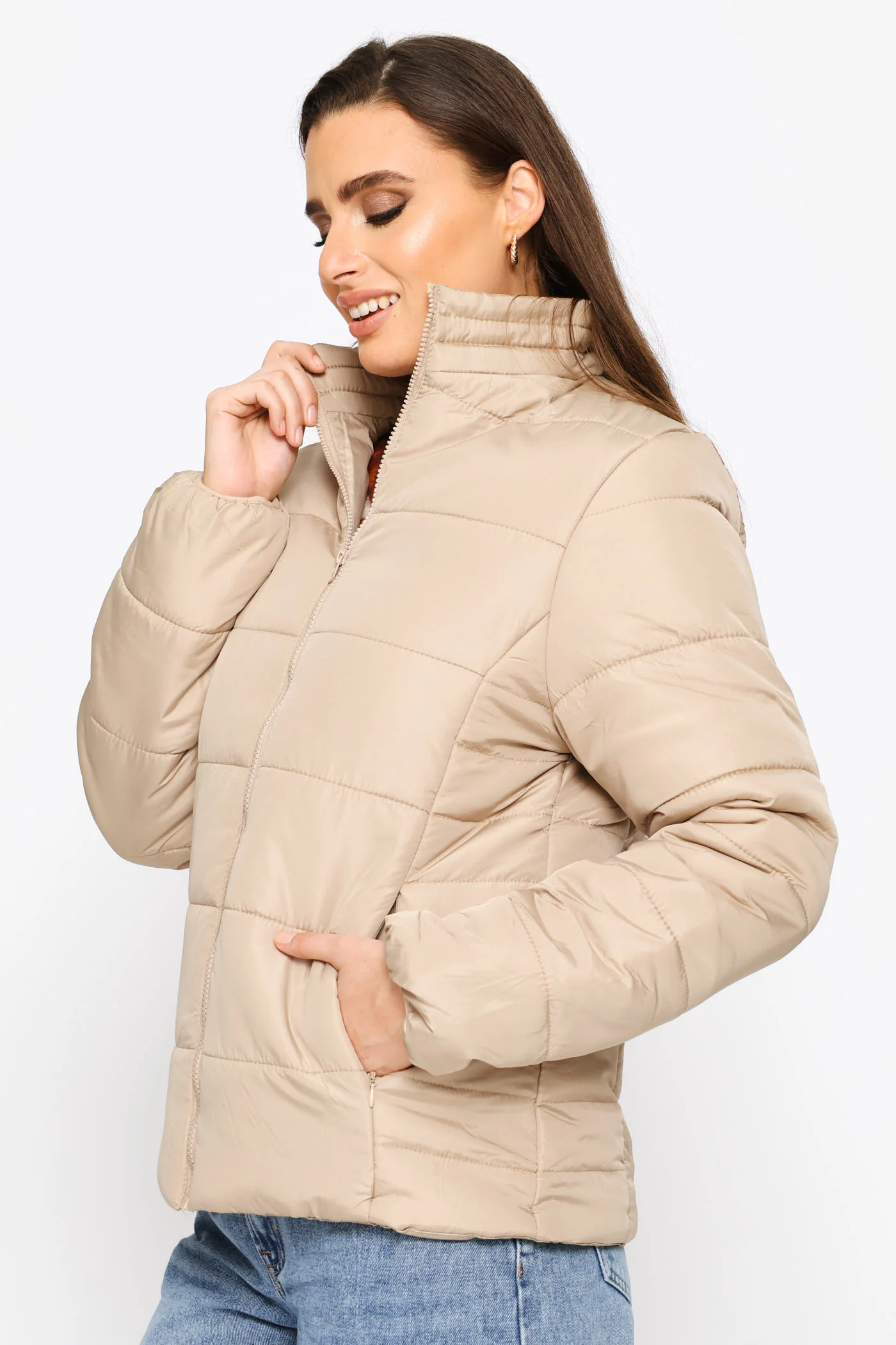 Classic Puffer Jacket - Dark Beige - Image 4