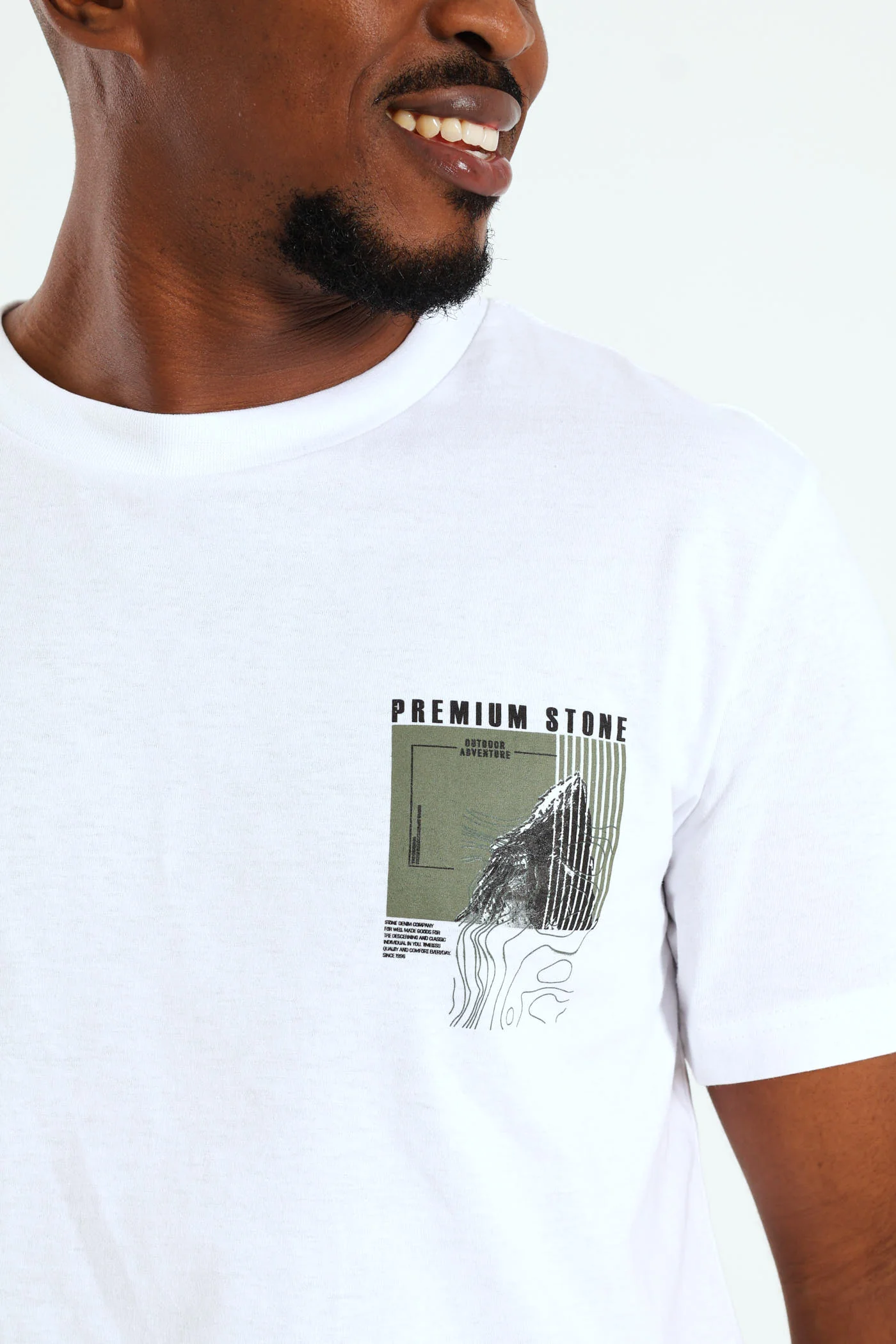 Contour Mount Premium Stone Front & Back Tee - White - Image 4