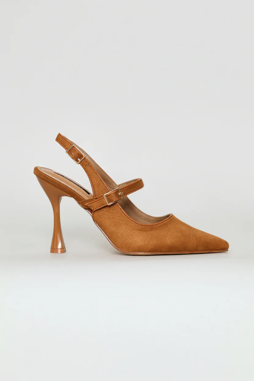 Contrast Binding Mary Jane Slingback Heel - Tan - Image 4