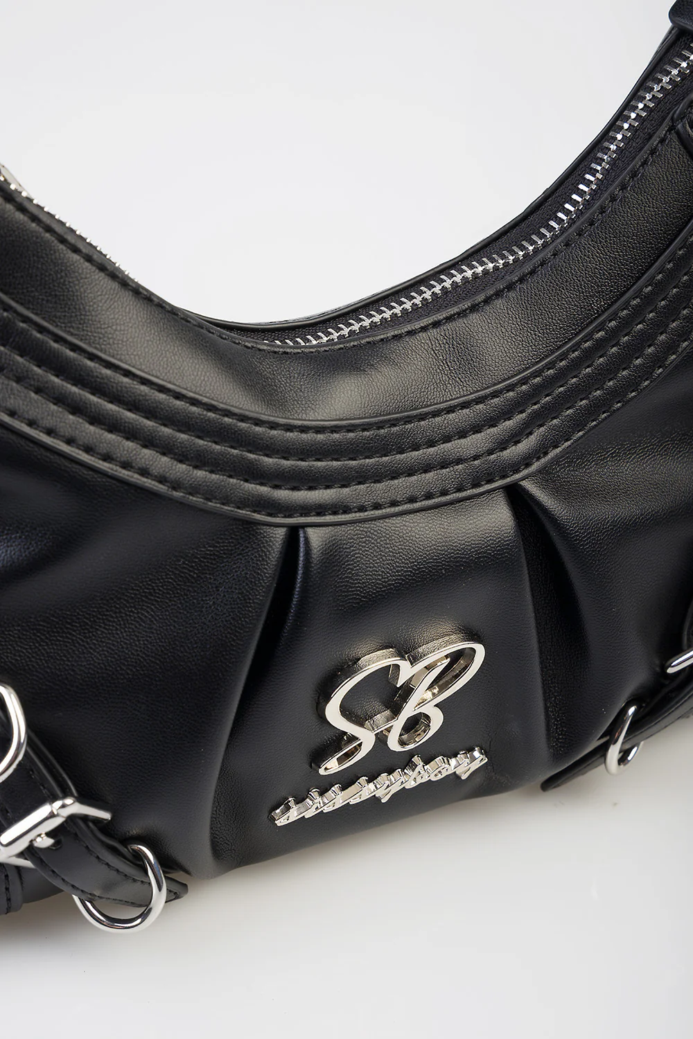 Dalia Handbag With Front Belt Detail - Black - Image 6