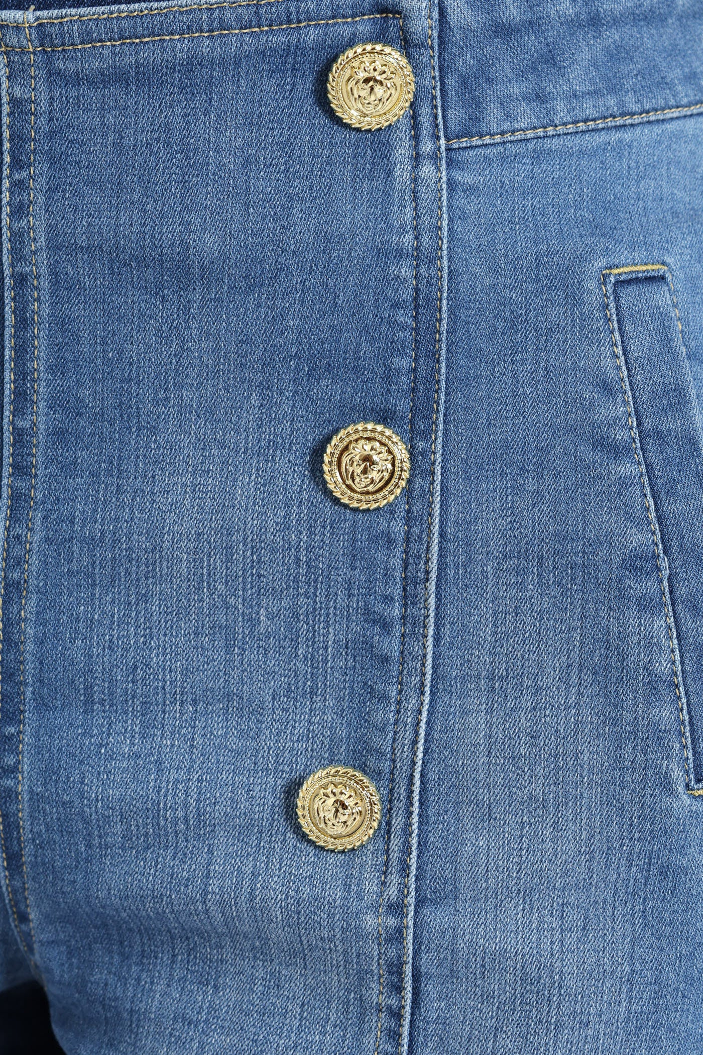 Decorative Button Welt Pocket Shorts - Light Blue - Image 8