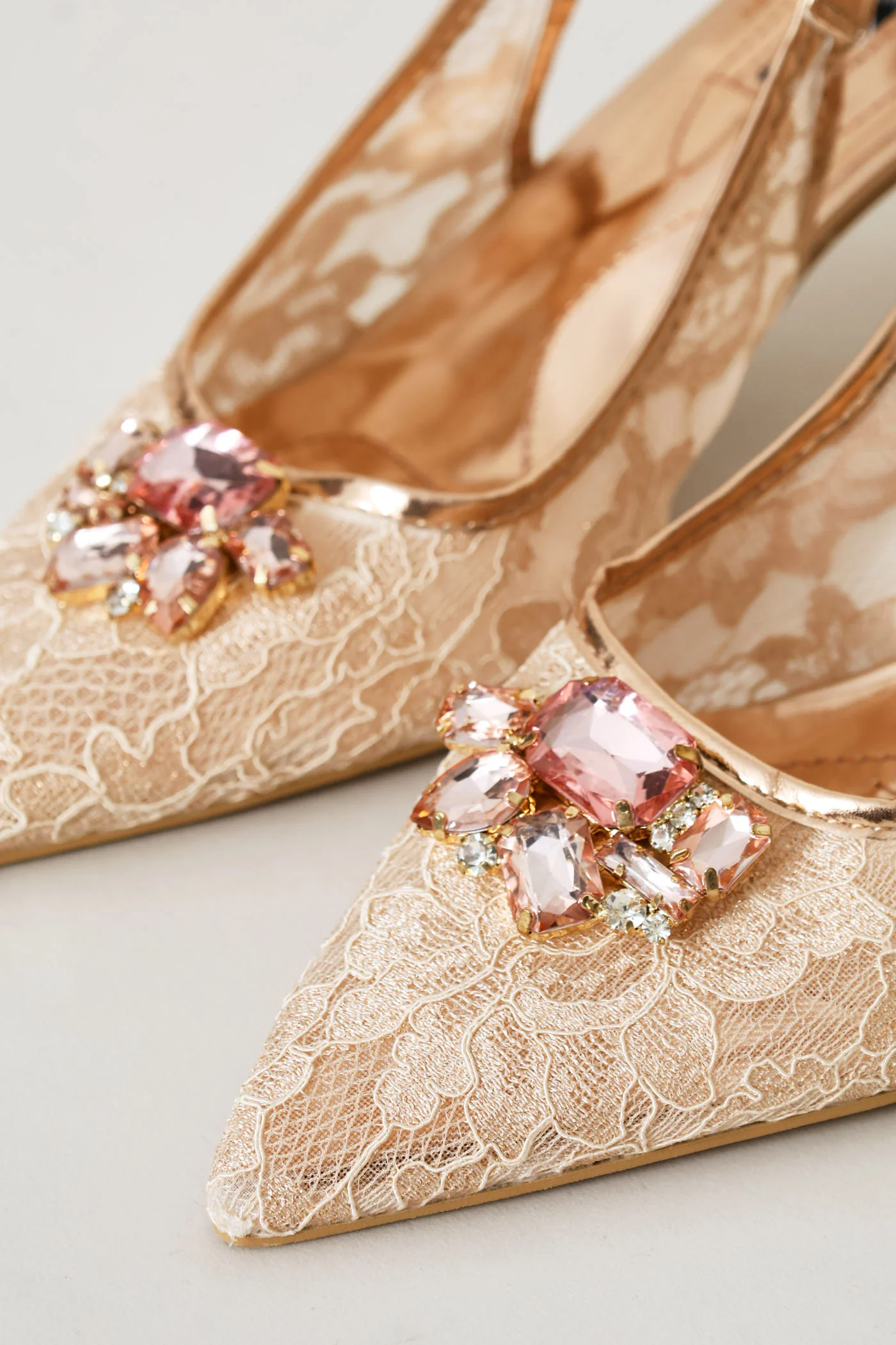 Diamante Lace Slingback Heel - Blush - Image 2