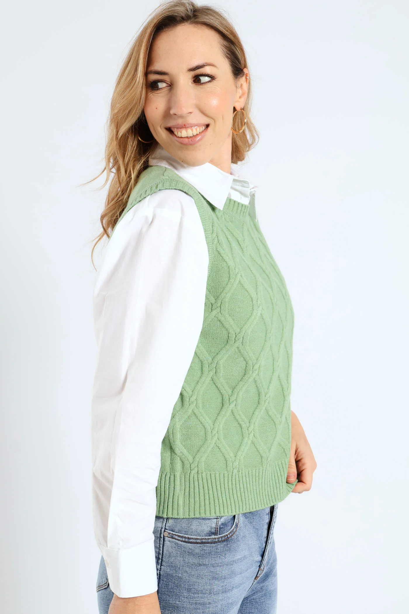 Diamond Textured Vest - Matcha - Image 5
