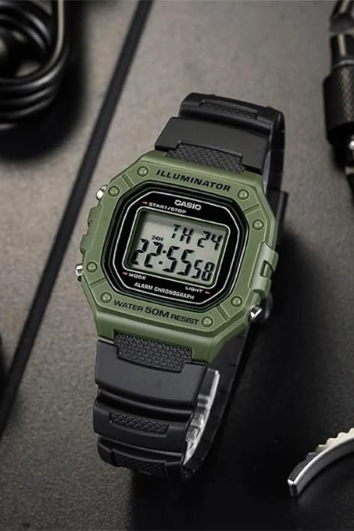 Digital Sport Green Case Watch - Black - Image 2