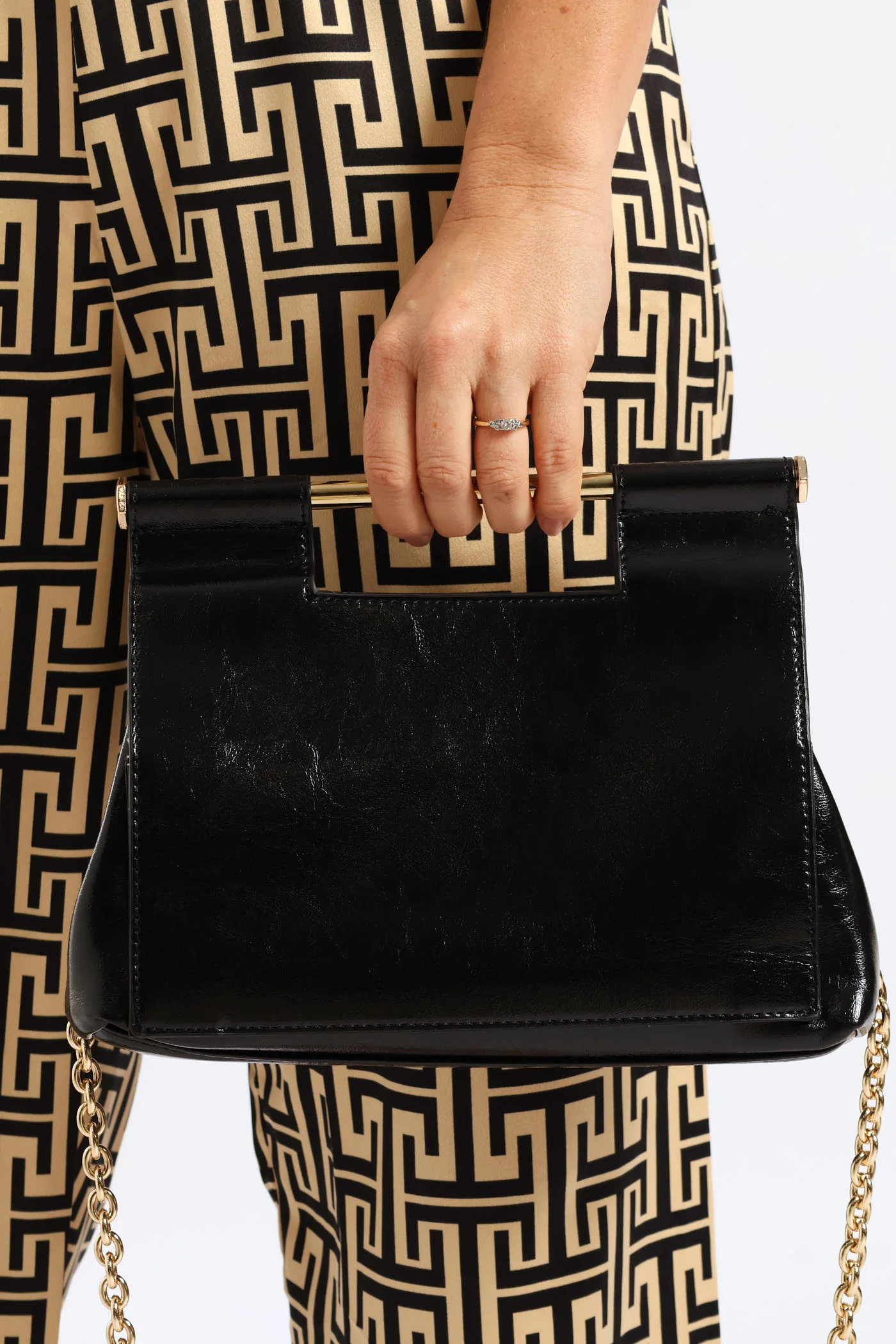 Double Handle Bucket Bag - Black - Image 3