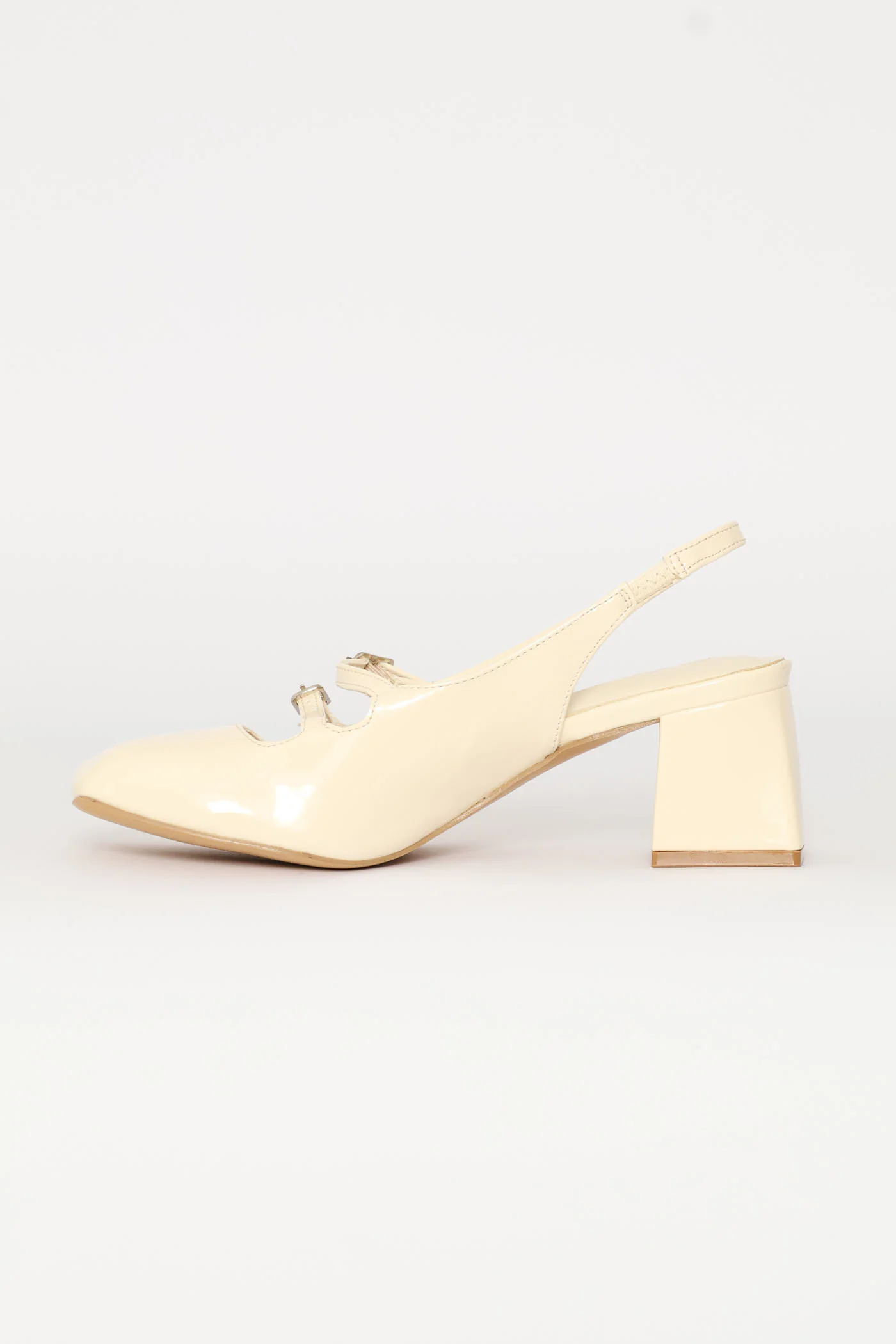 Double Strap Mary Jane Slingback Heel - Off White - Image 4