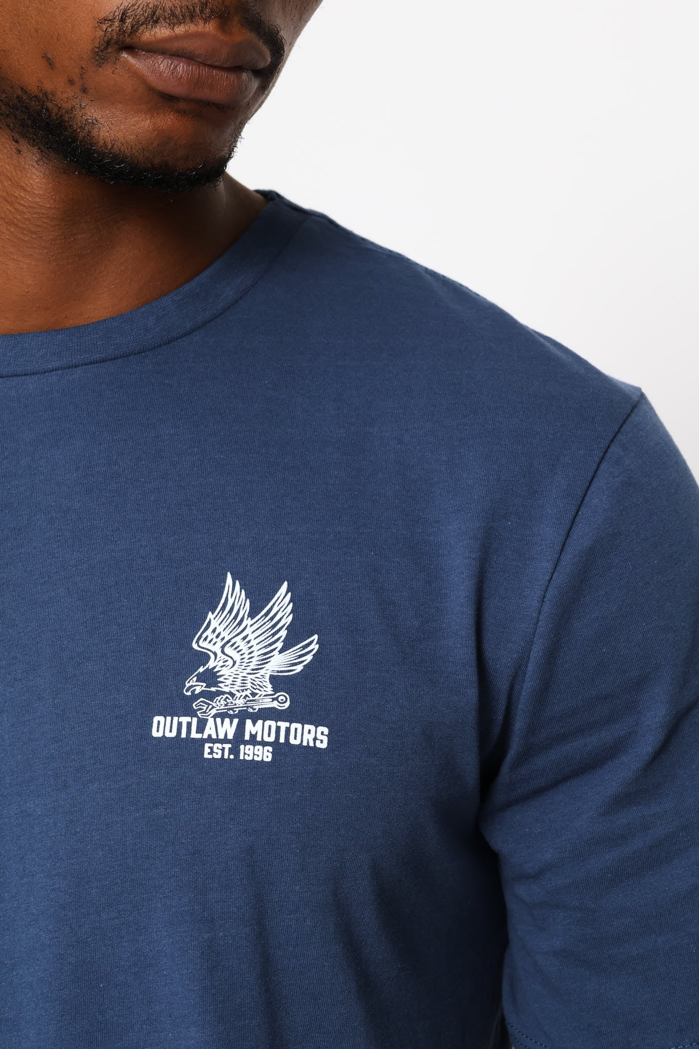 Eagle Chest Print Tee - Steel Blue - Image 2