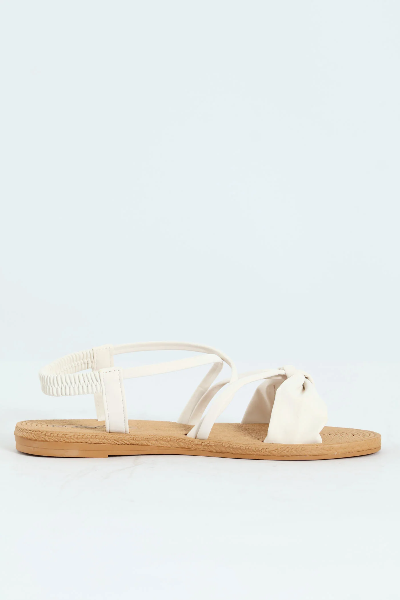Elasticated Bow Slingback Sandal - Off White - Image 5