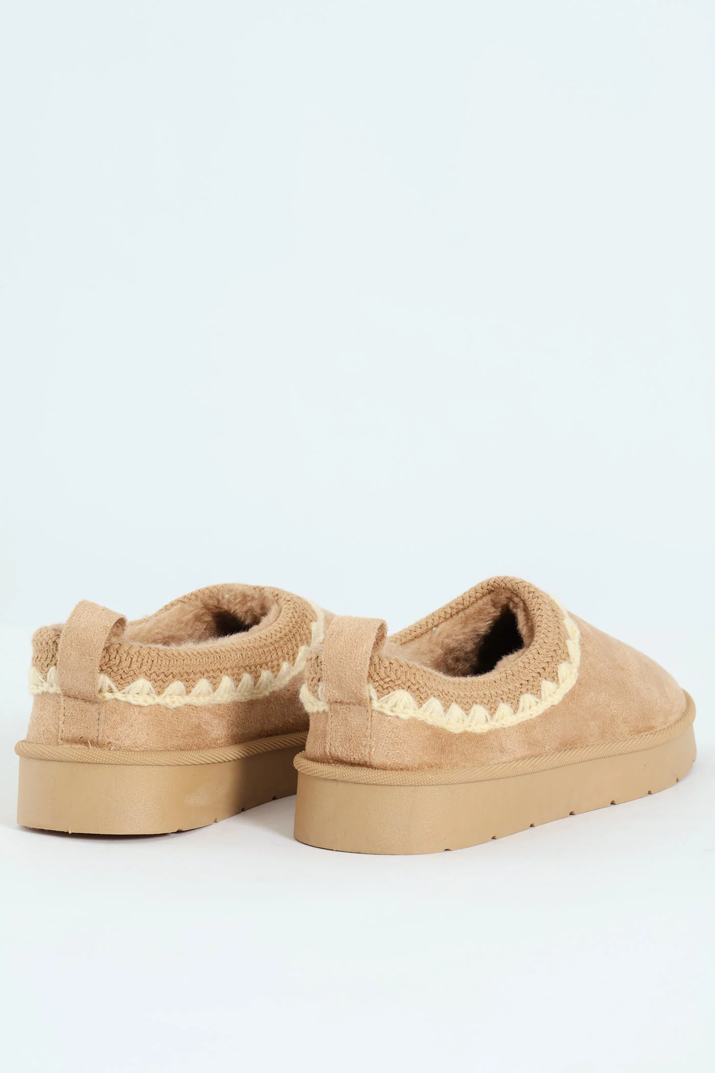 Embroidered Flatform Mule Slipper - Stone - Image 3