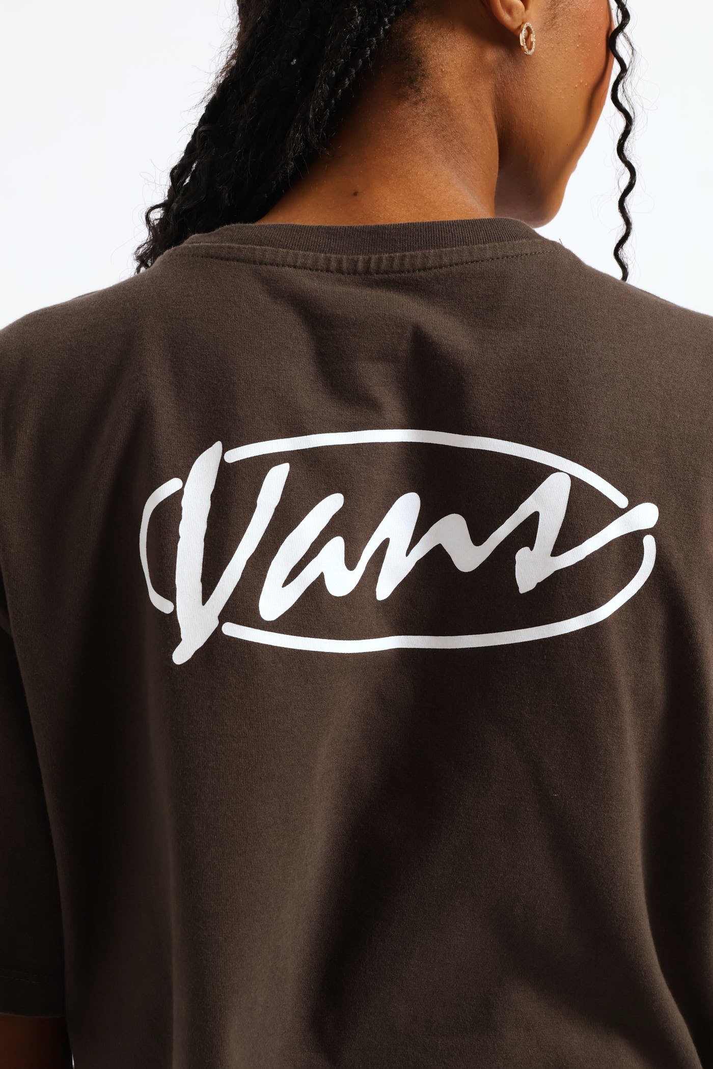 Era Script Relaxed Crop Tee - Grey/Brown - Image 4