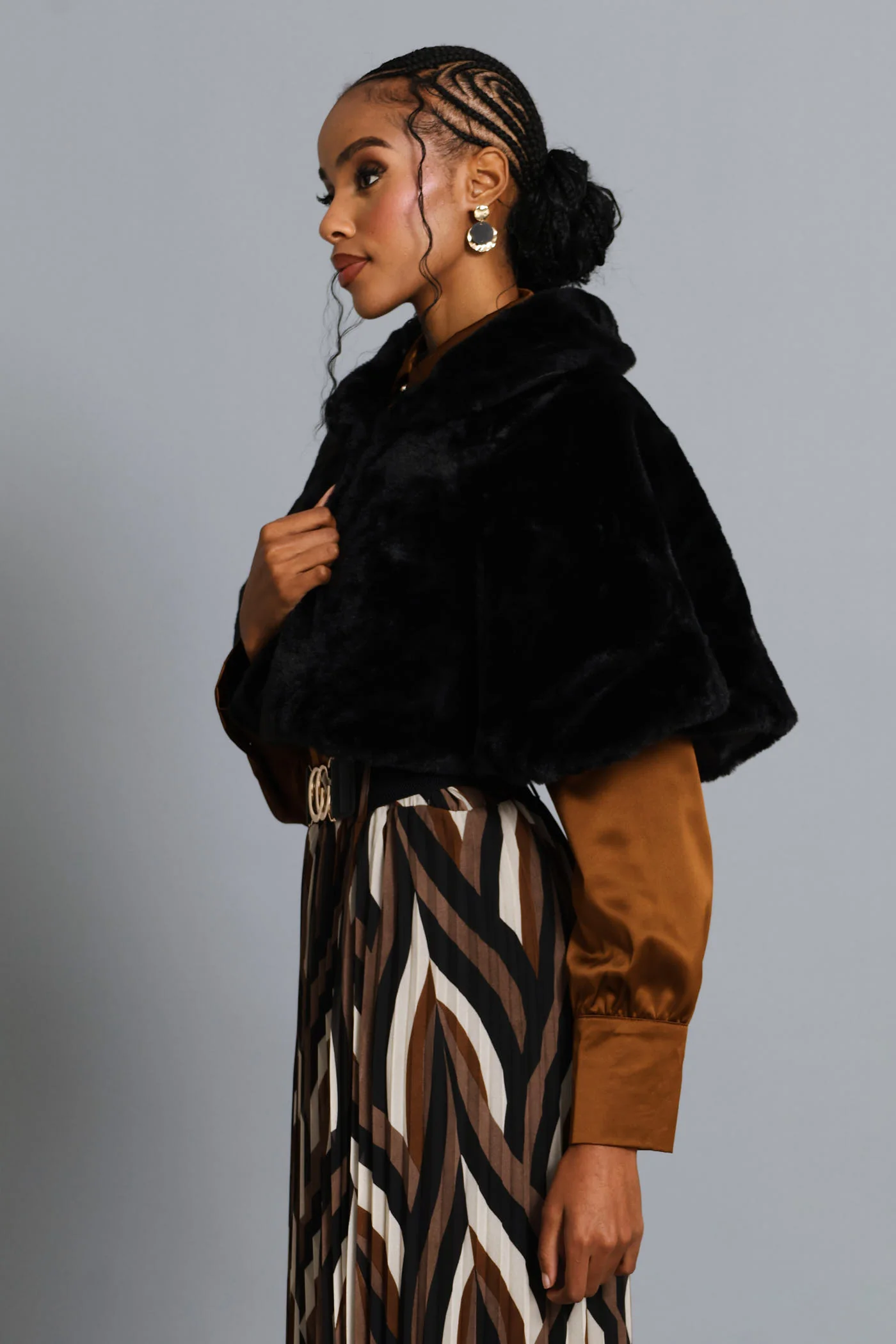 Faux Fur Bolero - Black - Image 3