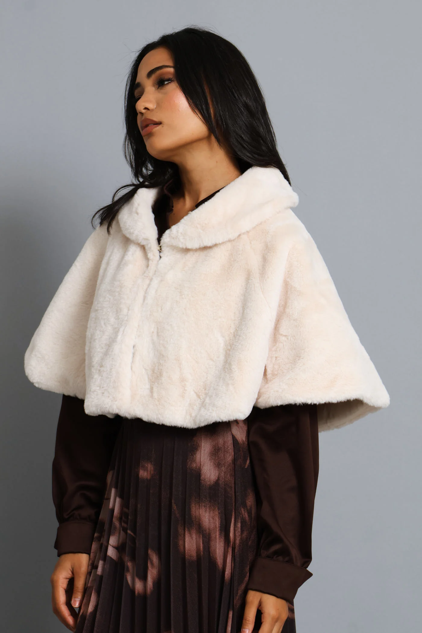 Faux Fur Bolero - Cream - Image 5