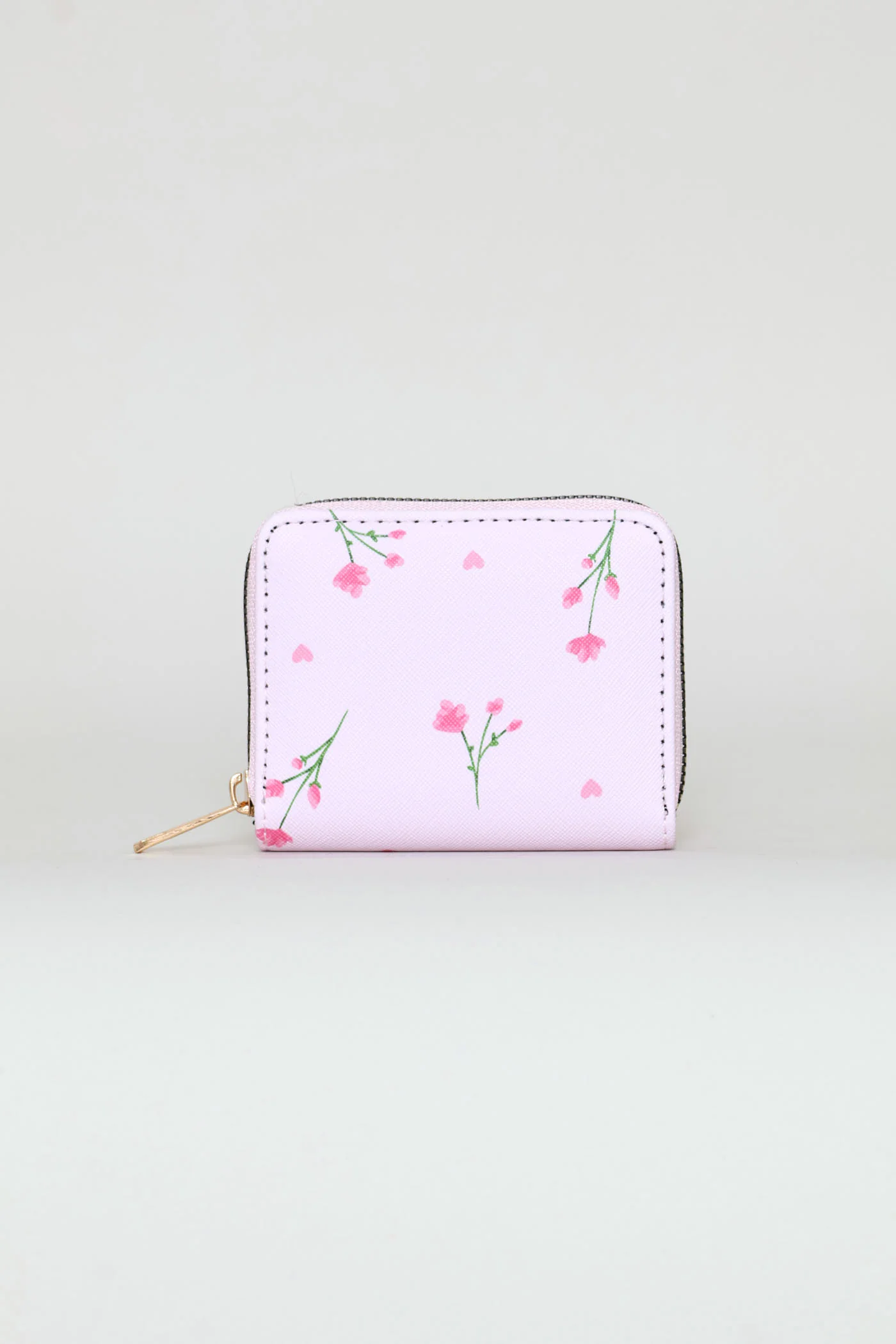 Floral Print Small Zip Around Purse - Light Pink - Image 4