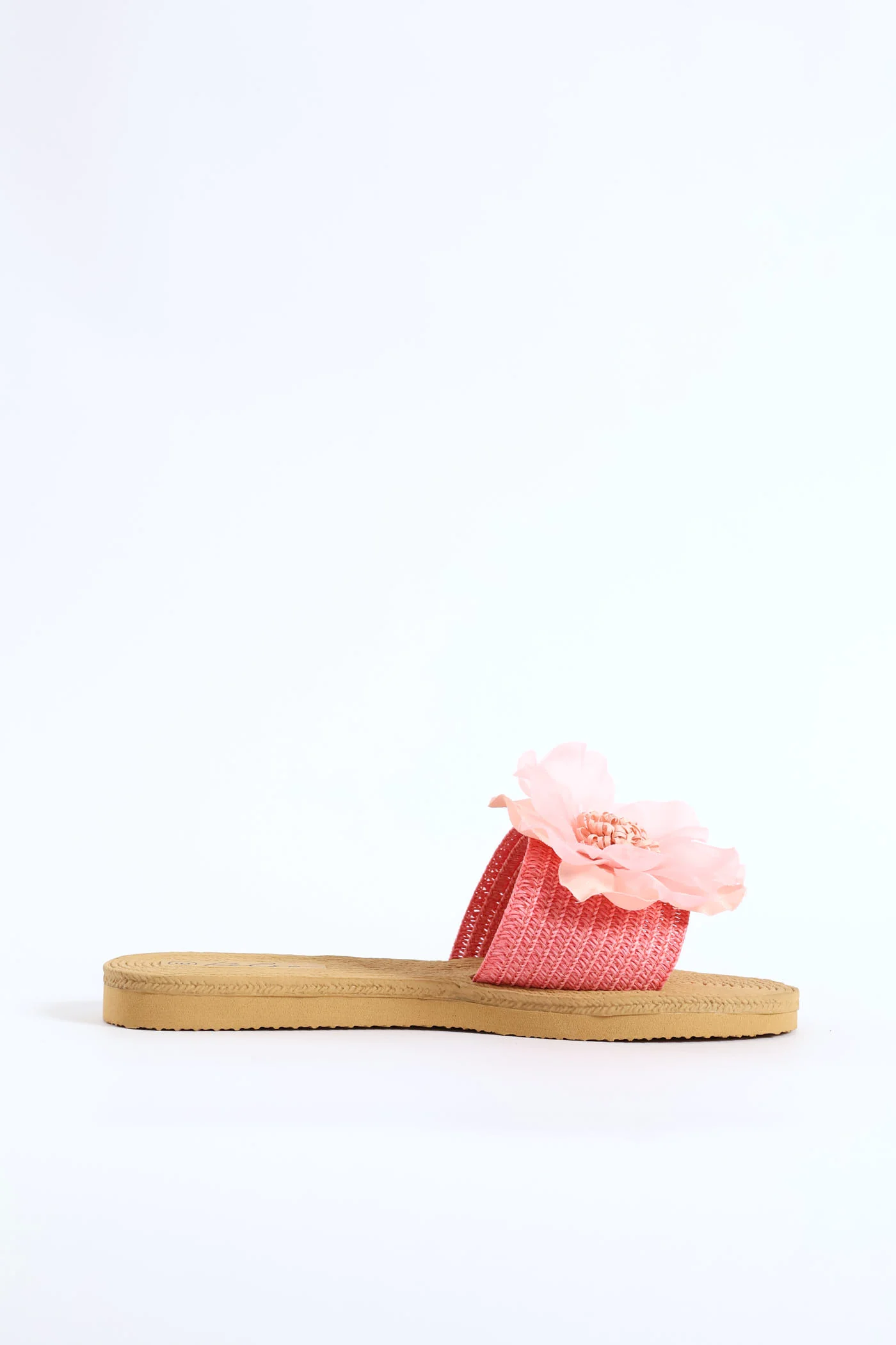 Floral Weave Single Band Mule Sandal - Pink - Image 3