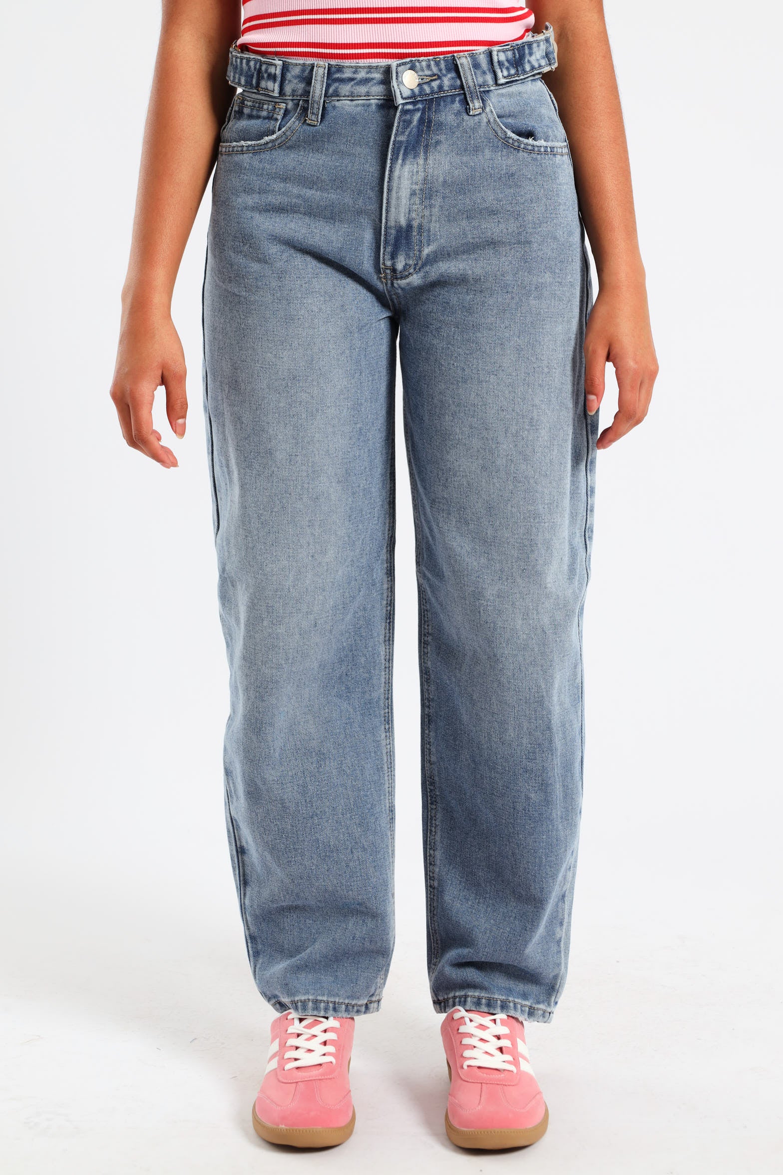 Girls Balloon Fit Denim Jeans - Dark Blue - Image 2